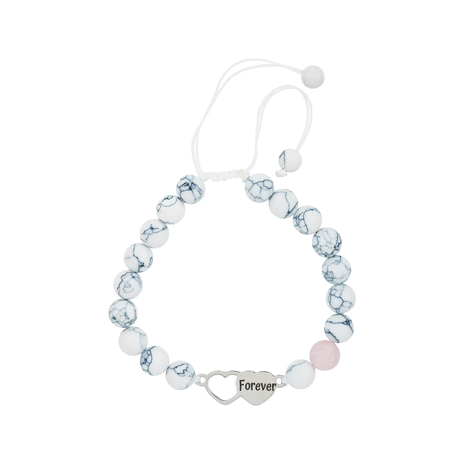 Enchanted Pink And White Couple Beaded Bracelet - Image 5