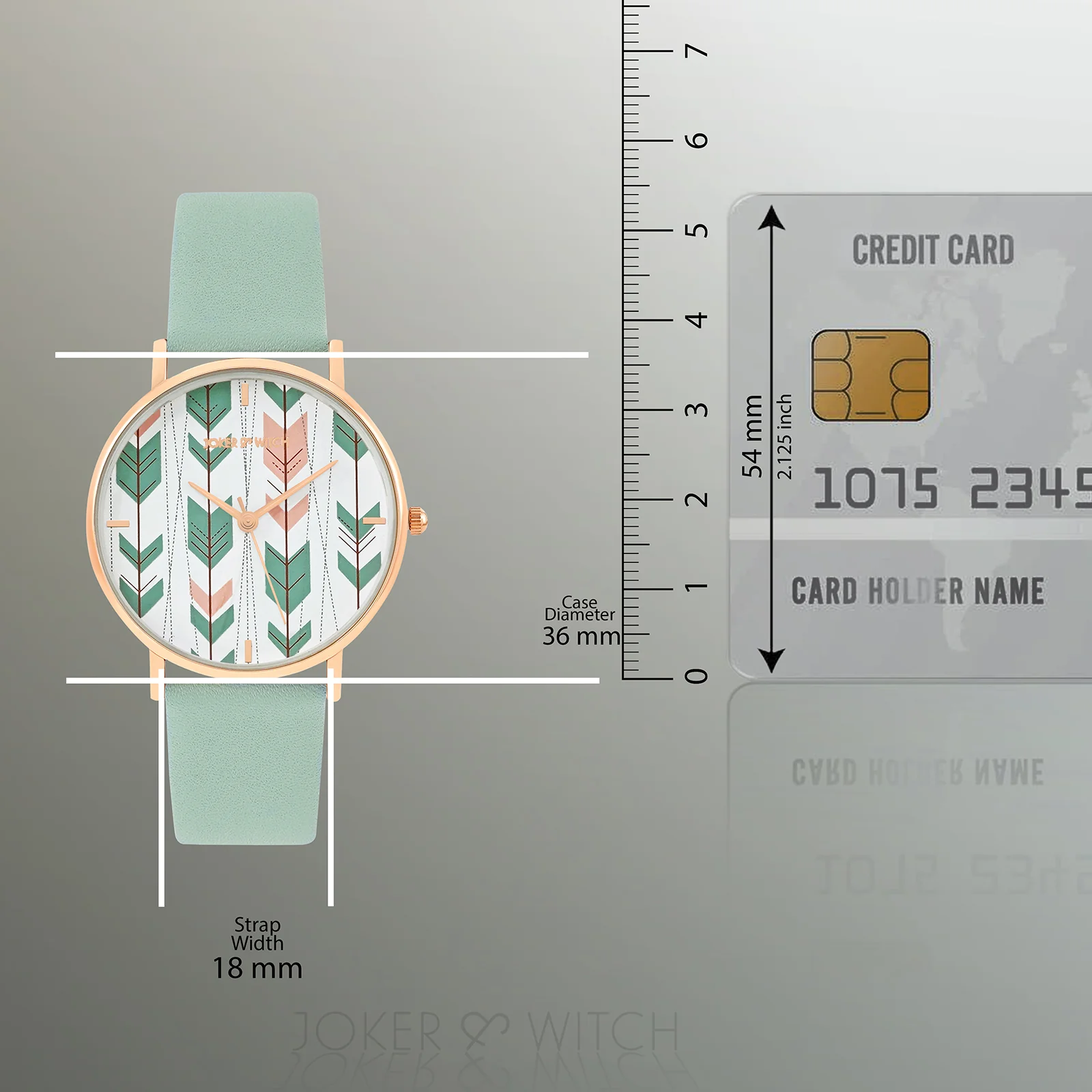 Printed Enchantress Medium Dial Green PU Strap Women's Watch - Image 8