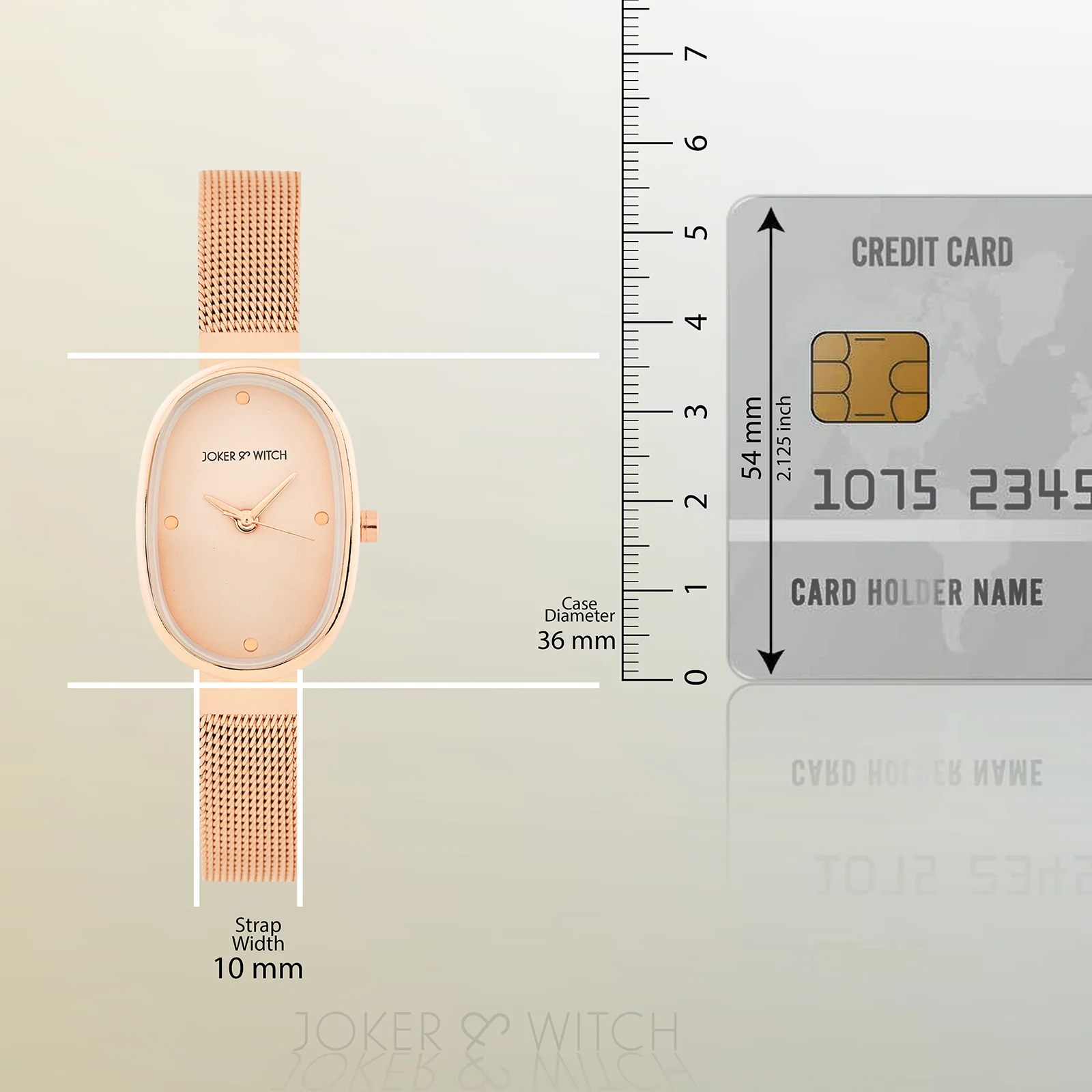 Enola Rose Gold Small Oval Dial Mesh Strap Women's Watch - Image 8