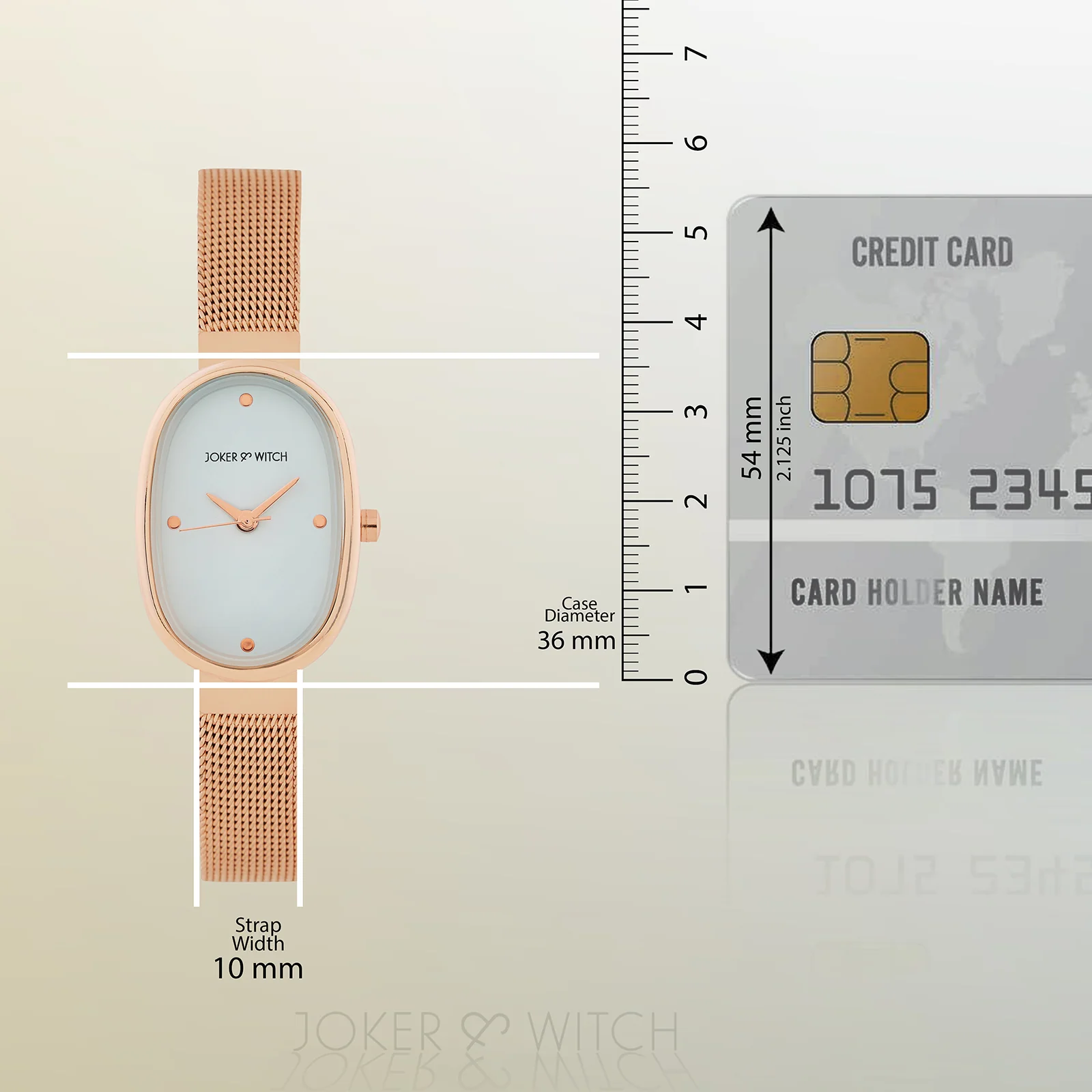 Enola White Small Oval Dial Rose Gold Mesh Strap Women's Watch - Image 8