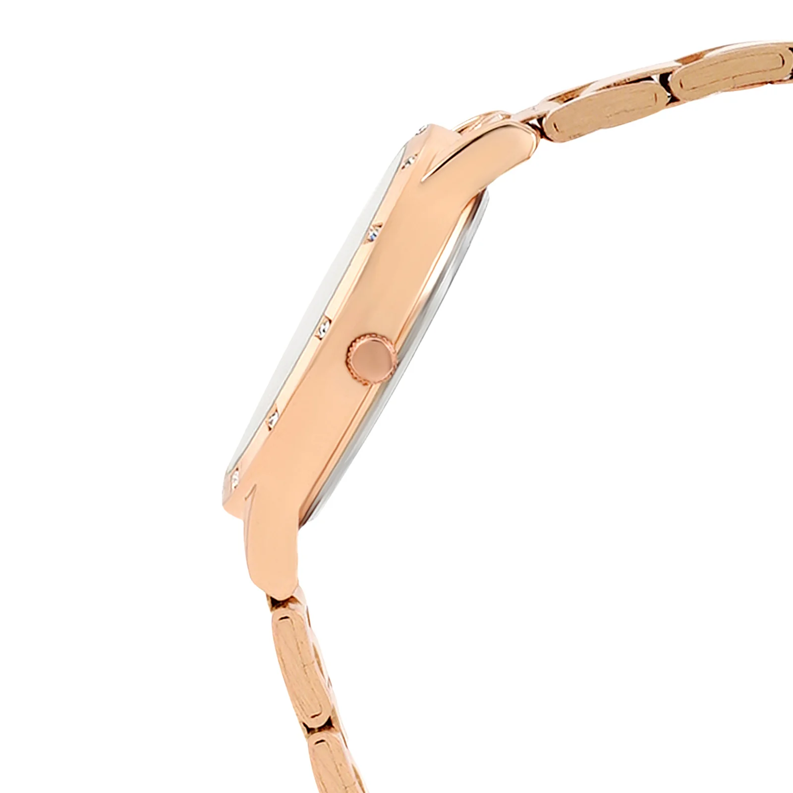 Eros Brown Medium Rhinestone Dial Rose Gold Linked Chain Strap Women's Watch - Image 5