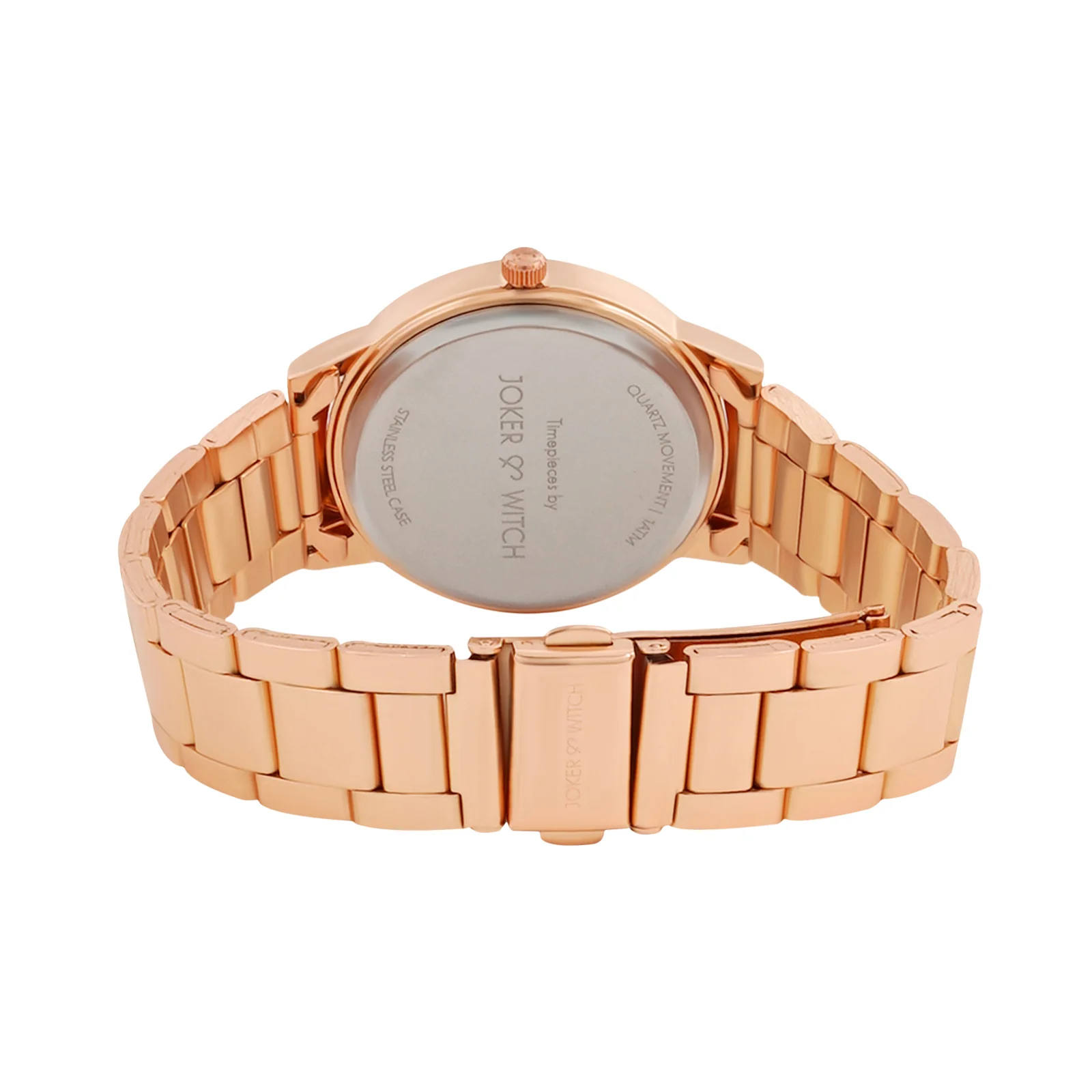 Eros Brown Medium Rhinestone Dial Rose Gold Linked Chain Strap Women's Watch - Image 6
