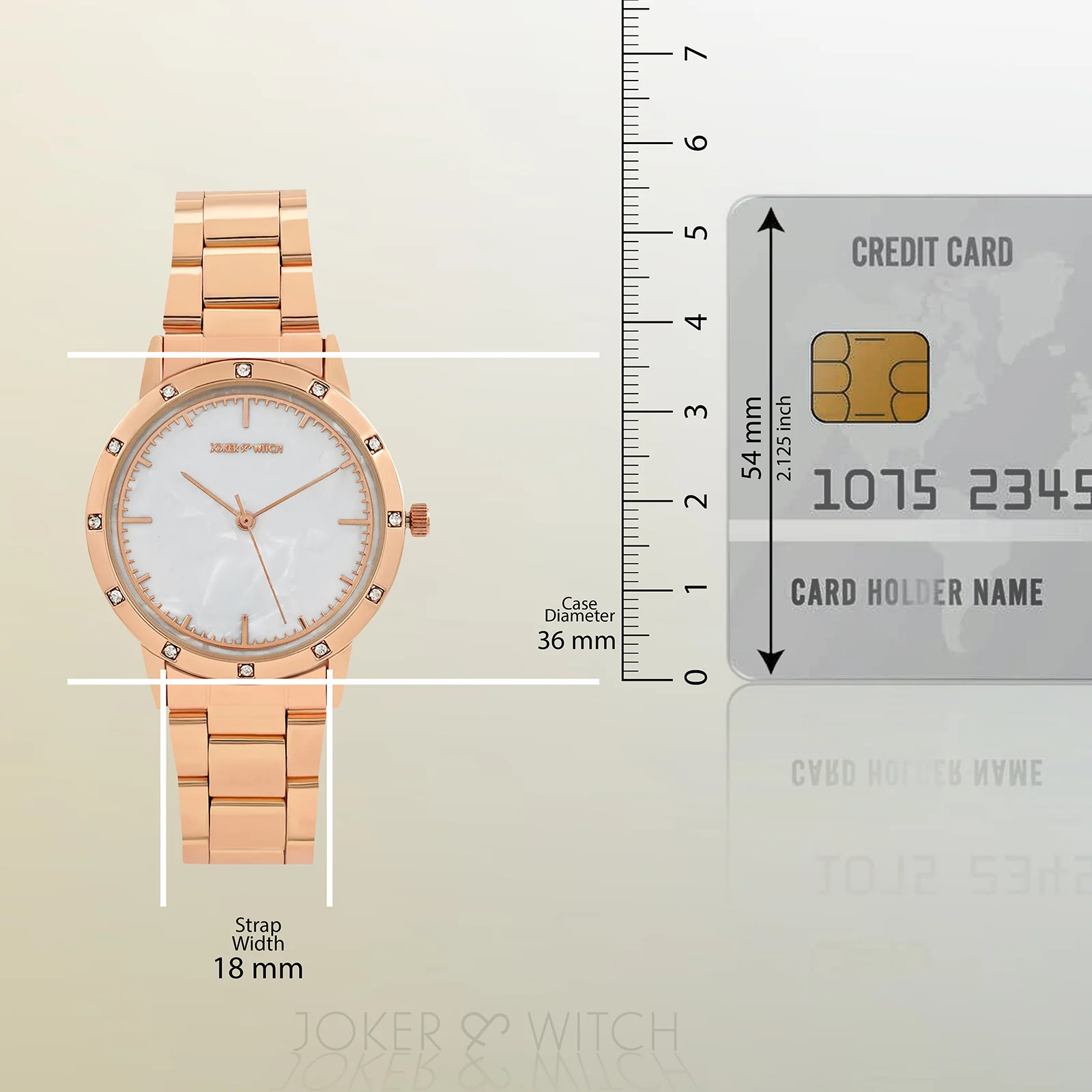 Eros White Medium Rhinestone Dial Rose Gold Linked Chain Strap Women's Watch - Image 8