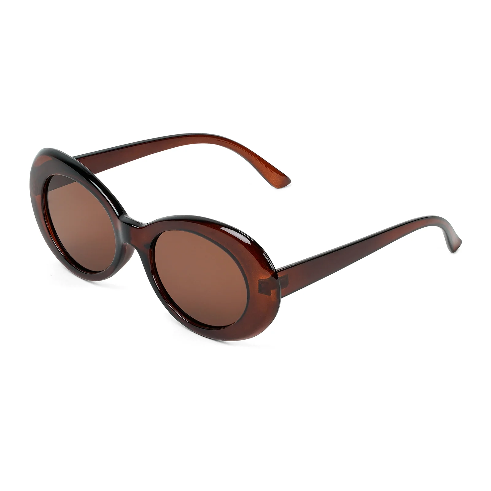 Estela Oval Brown Sunglasses - Image 4