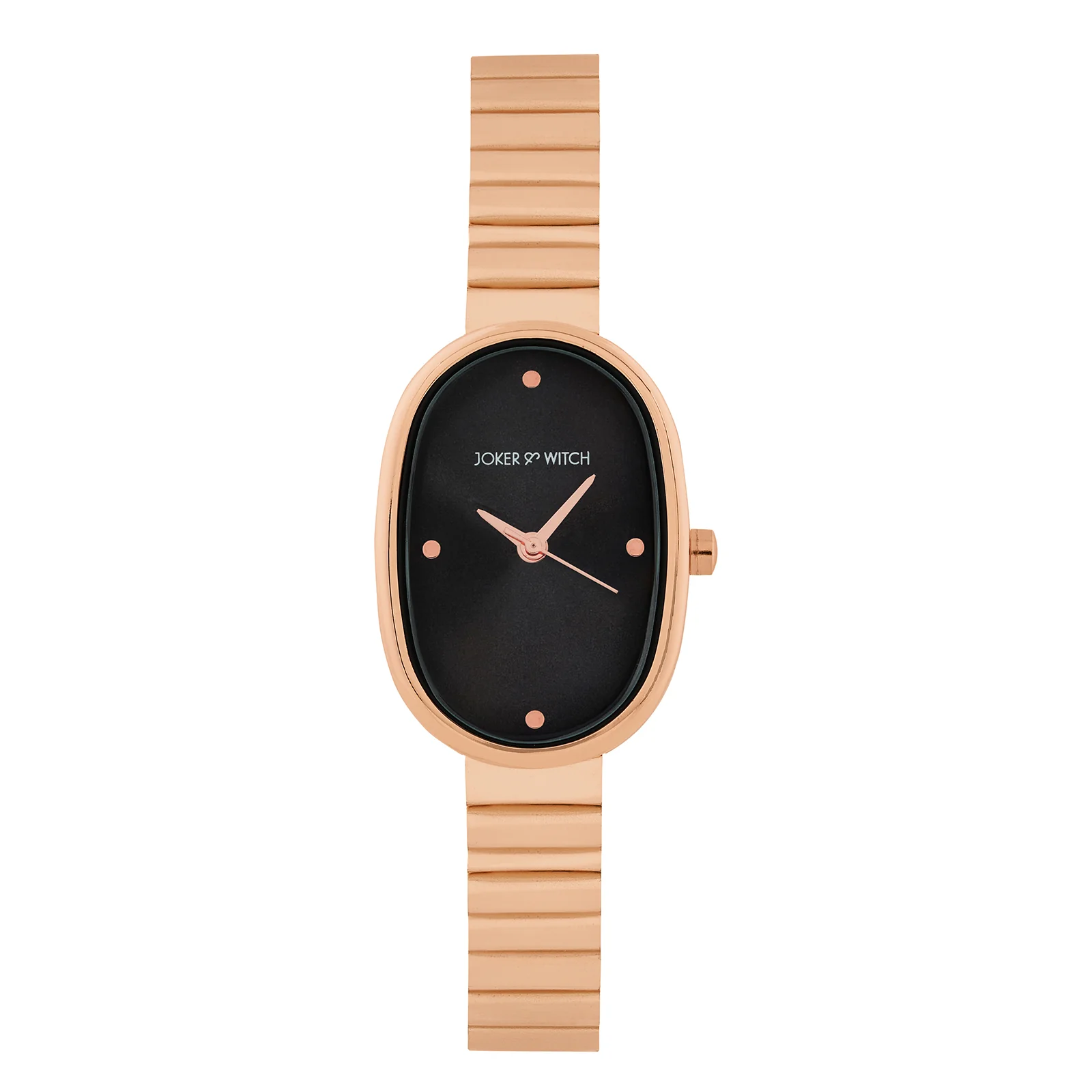 Eterna Black Small Oval Dial Rose Gold Linked Chain Strap Women's Watch - Image 3