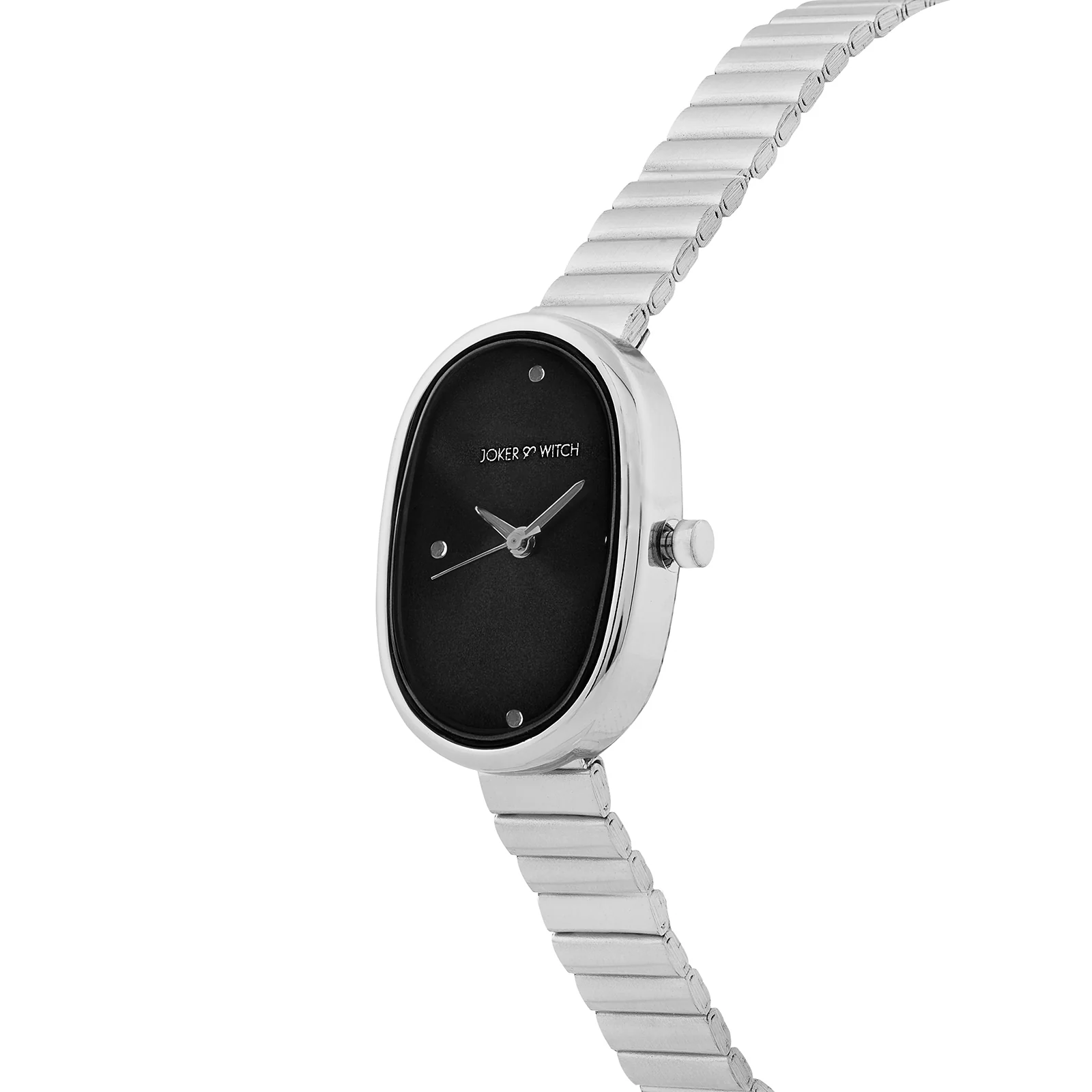 Eterna Black Small Oval Dial Silver Linked Chain Strap Women's Watch - Image 4
