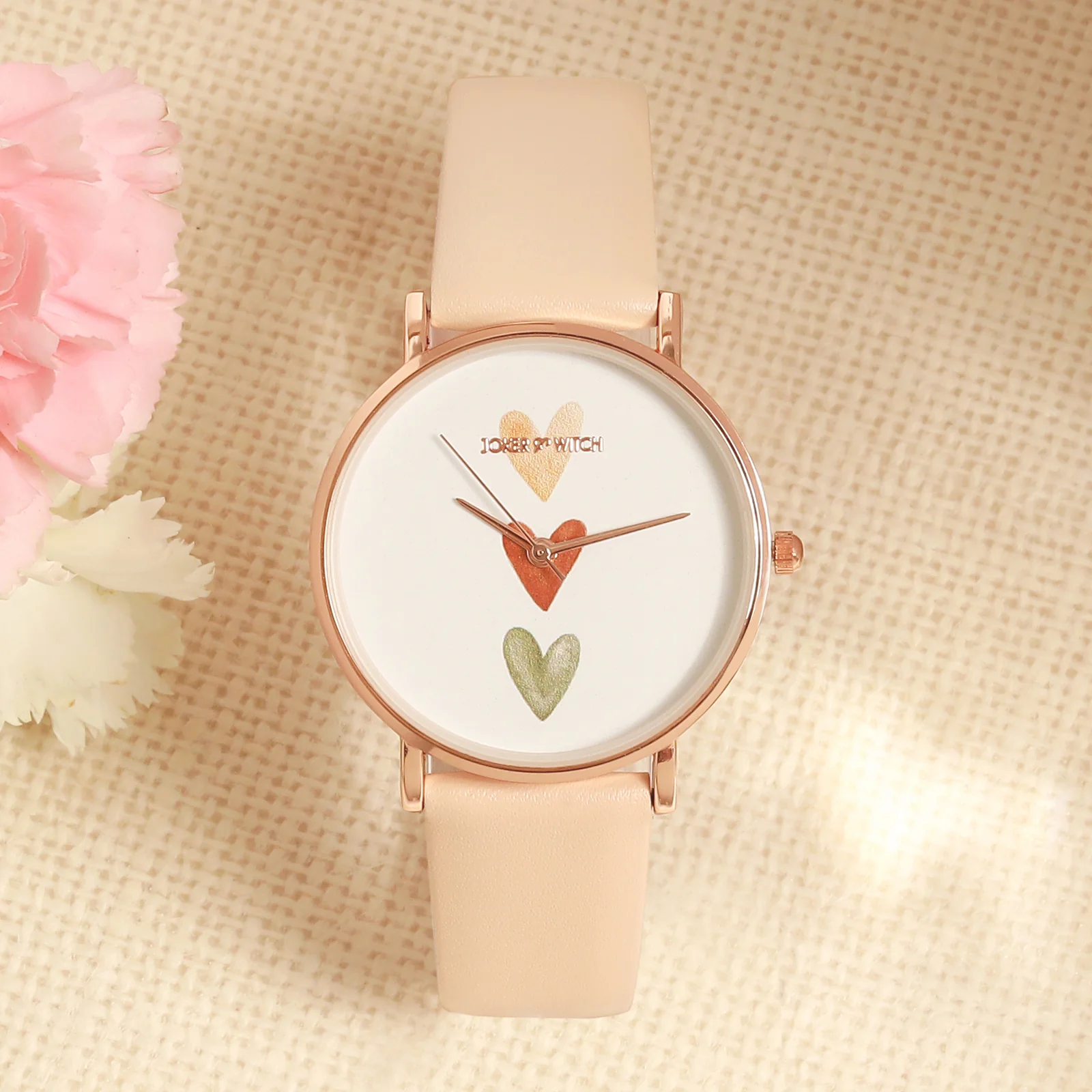 Printed Ethereal Beige Medium Dial PU Strap Women's Watch - Image 3