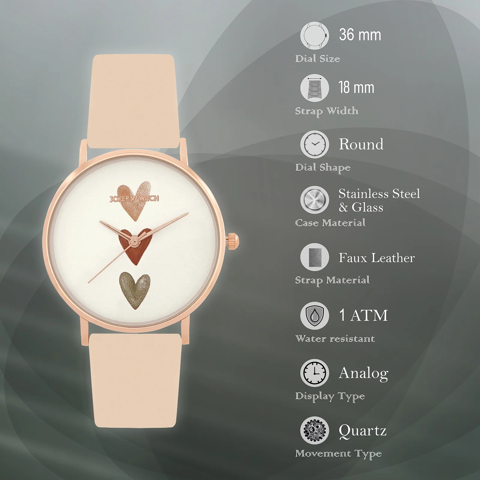 Printed Ethereal Beige Medium Dial PU Strap Women's Watch - Image 7