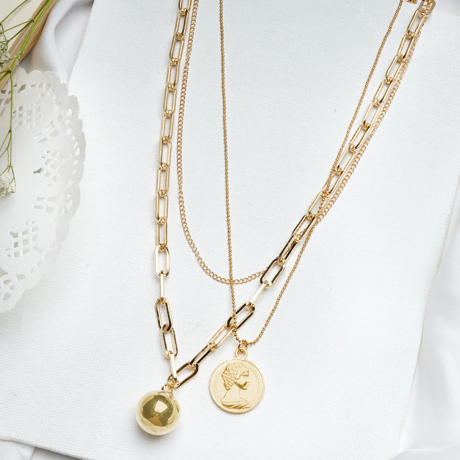 Etta Gold Link Chain Layered Necklace - Image 2