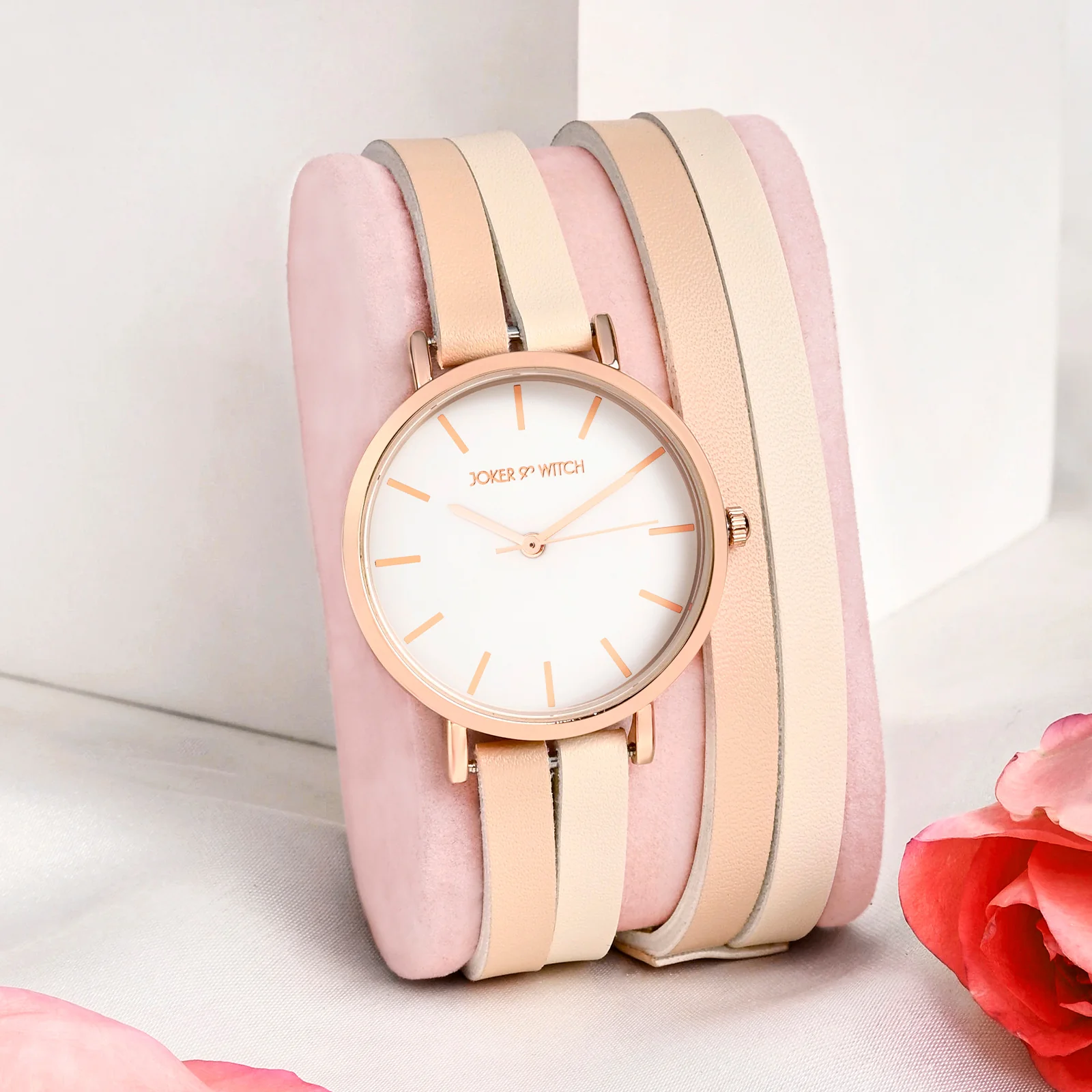 Eventide White Medium Dial Beige PU Wrap Around Strap Women's Watch - Image 2