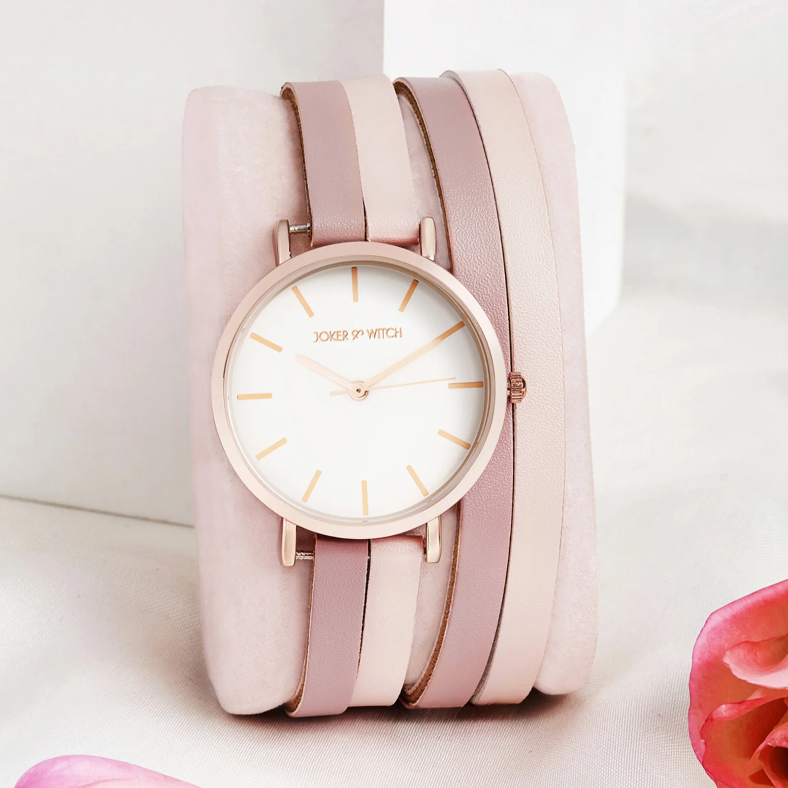 Eventide White Medium Dial Pink PU Wrap Around Strap Women's Watch - Image 2