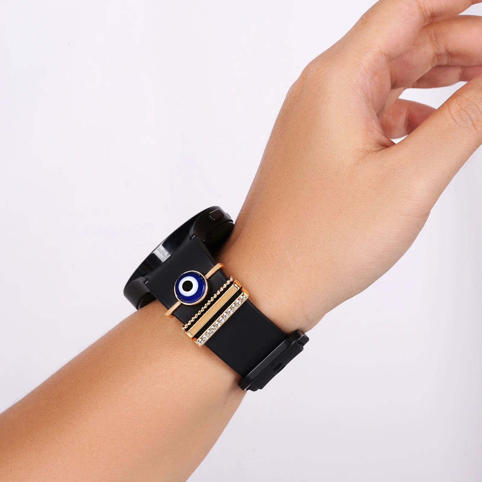 Evil Eye Brilliance Gold Ring Watch Charm - Image 2