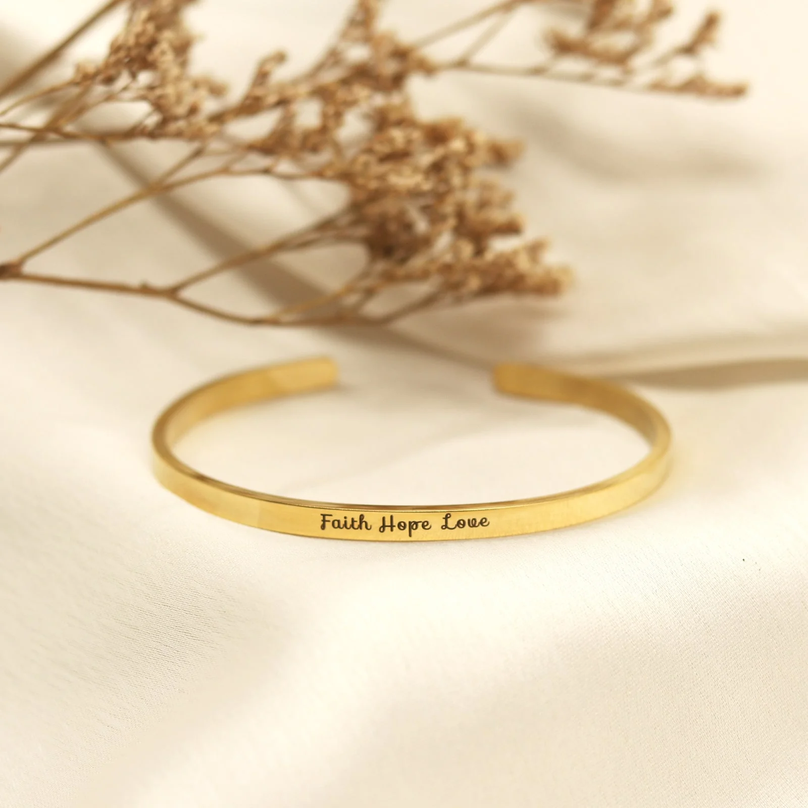 Faith Hope Love Gold Mantra Band - Image 2
