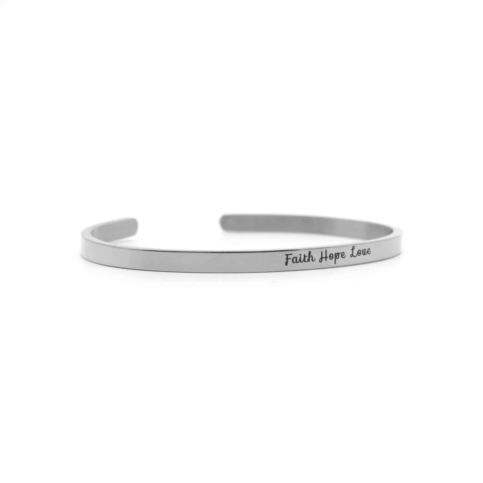 Faith Hope Love Silver Mantra Band - Image 3