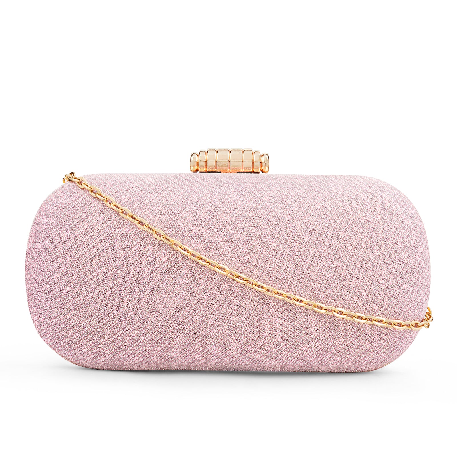 Farrah Shimmery Pink Metallic Clutch - Image 4