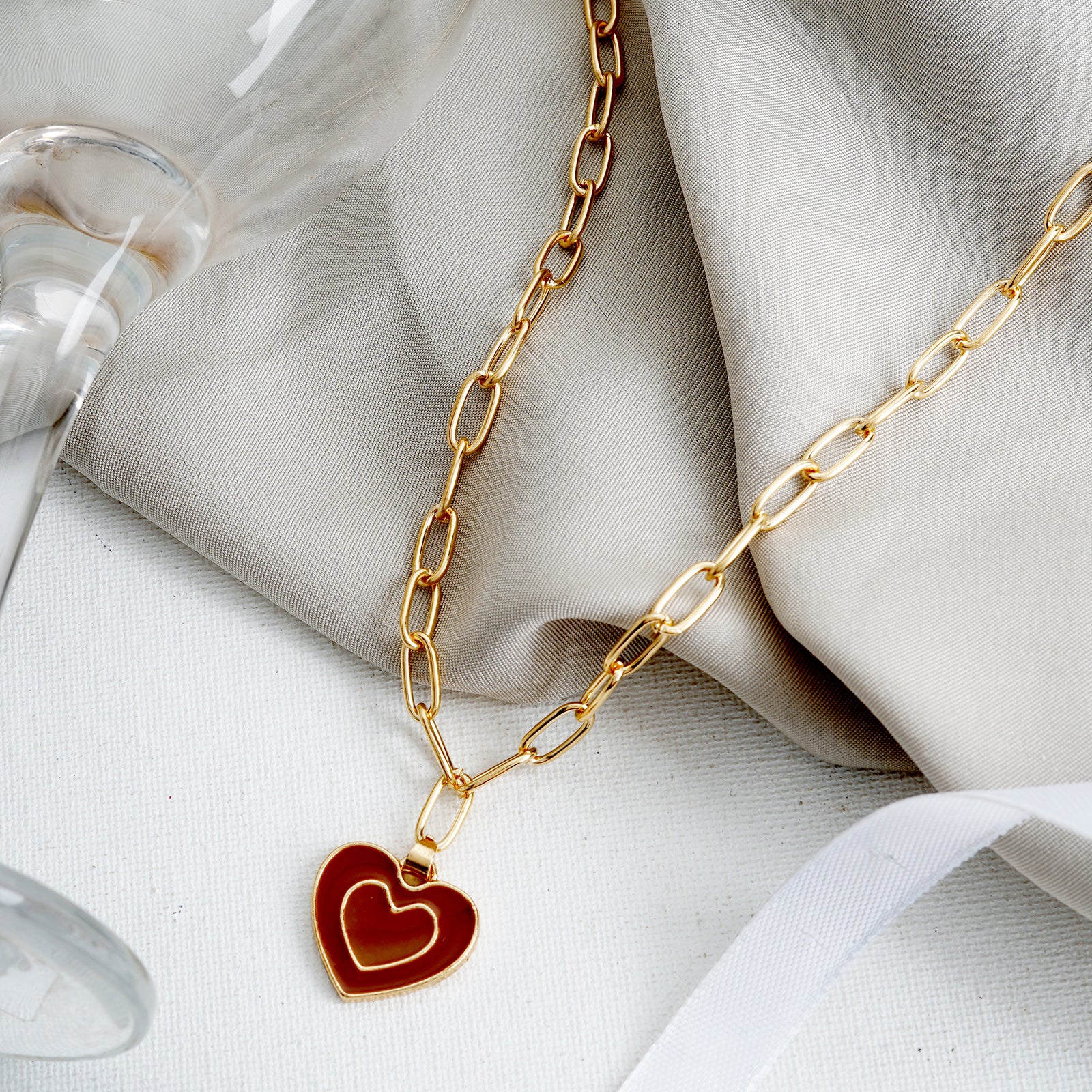 Faye Full Red Heart Necklace - Image 2