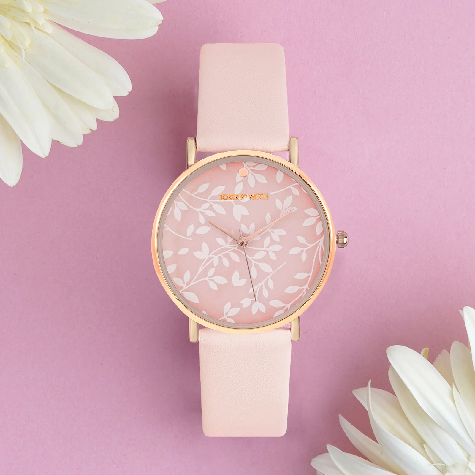 Printed Fern Pink Medium Dial PU Strap Women's Watch - Image 2