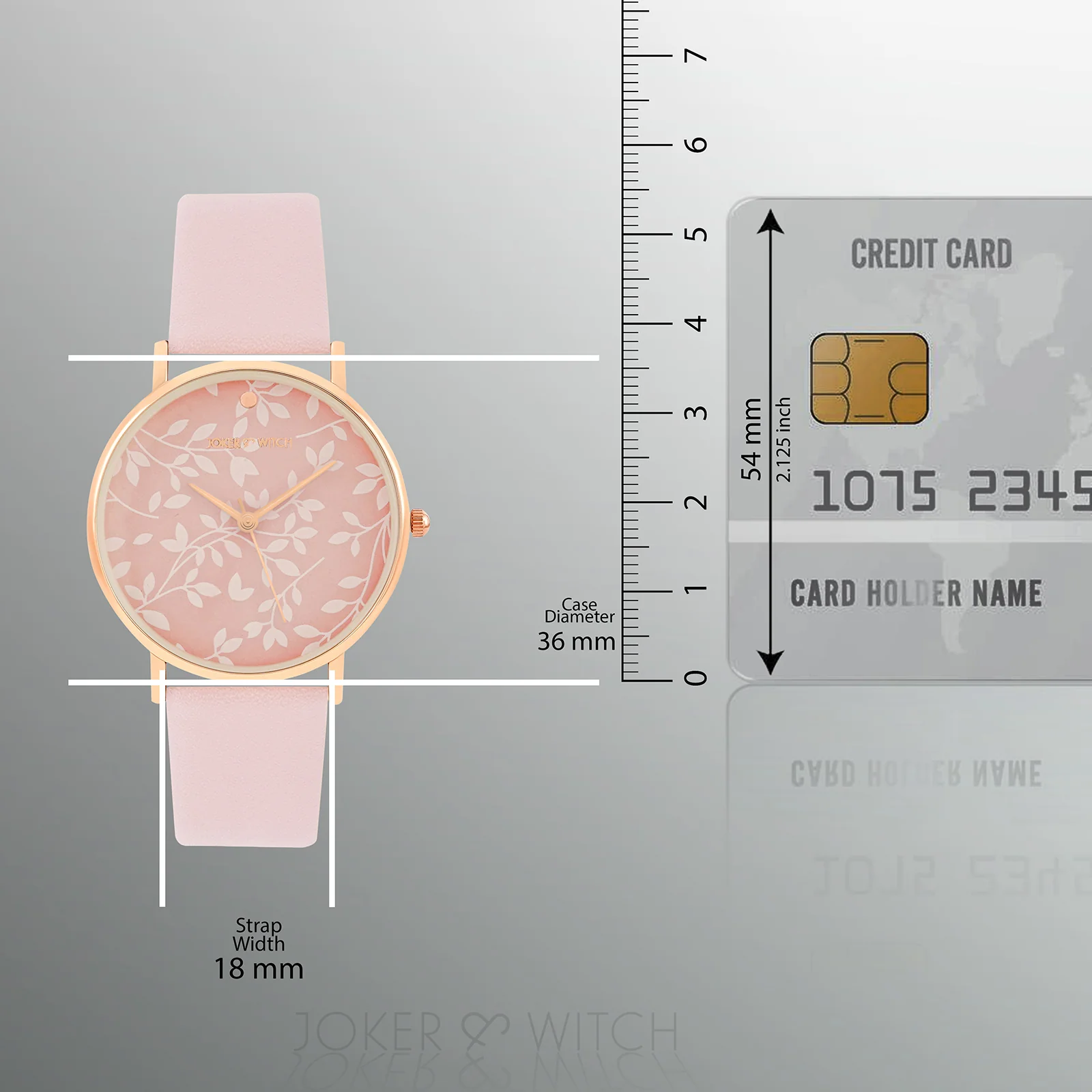 Printed Fern Pink Medium Dial PU Strap Women's Watch - Image 8