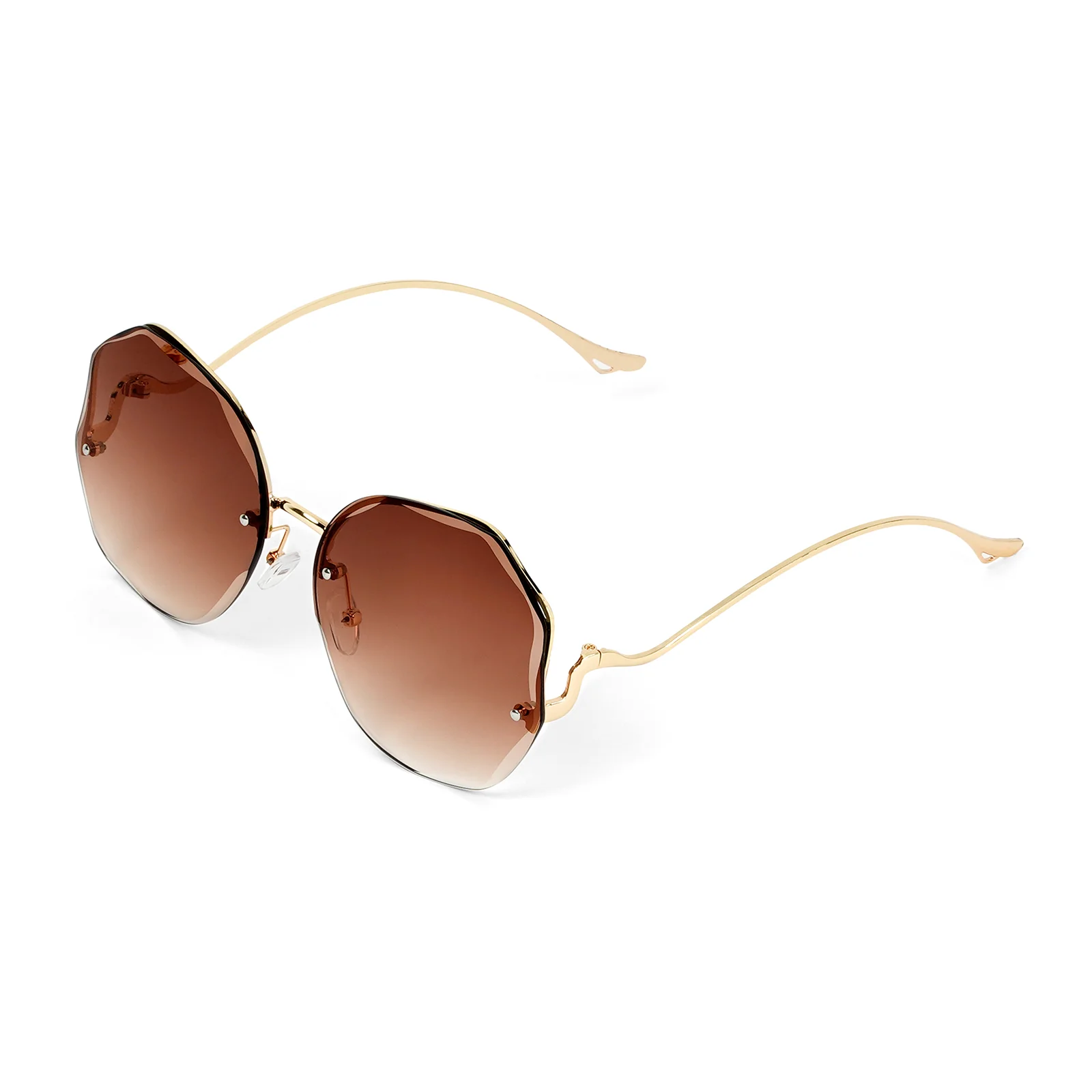 Fetucia Octagon Round  Brown  Sunglasses - Image 4
