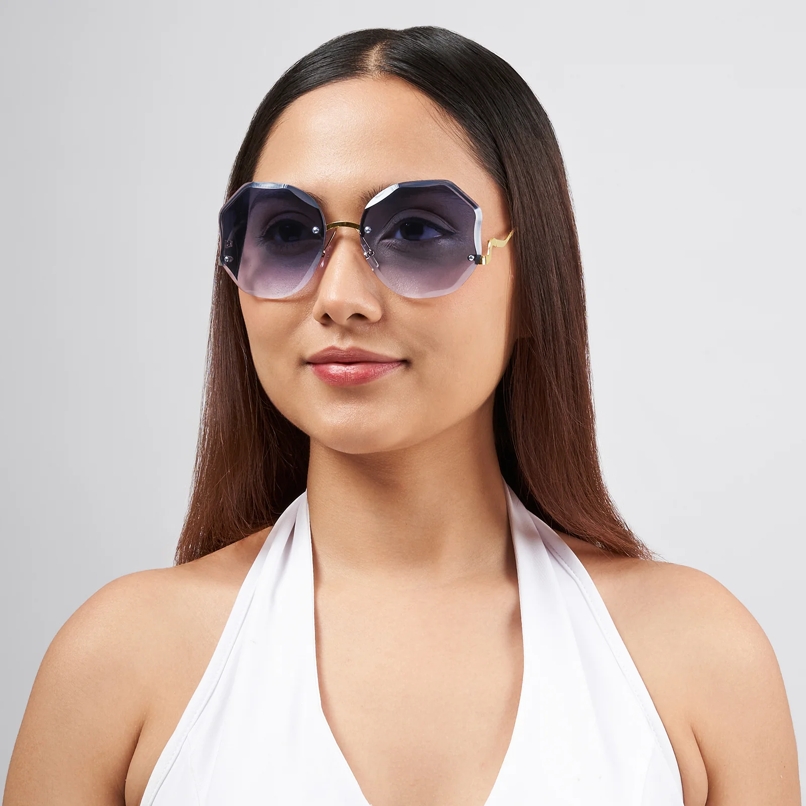 Fetucia Octagon Round Gradiant Purple Sunglasses - Image 2