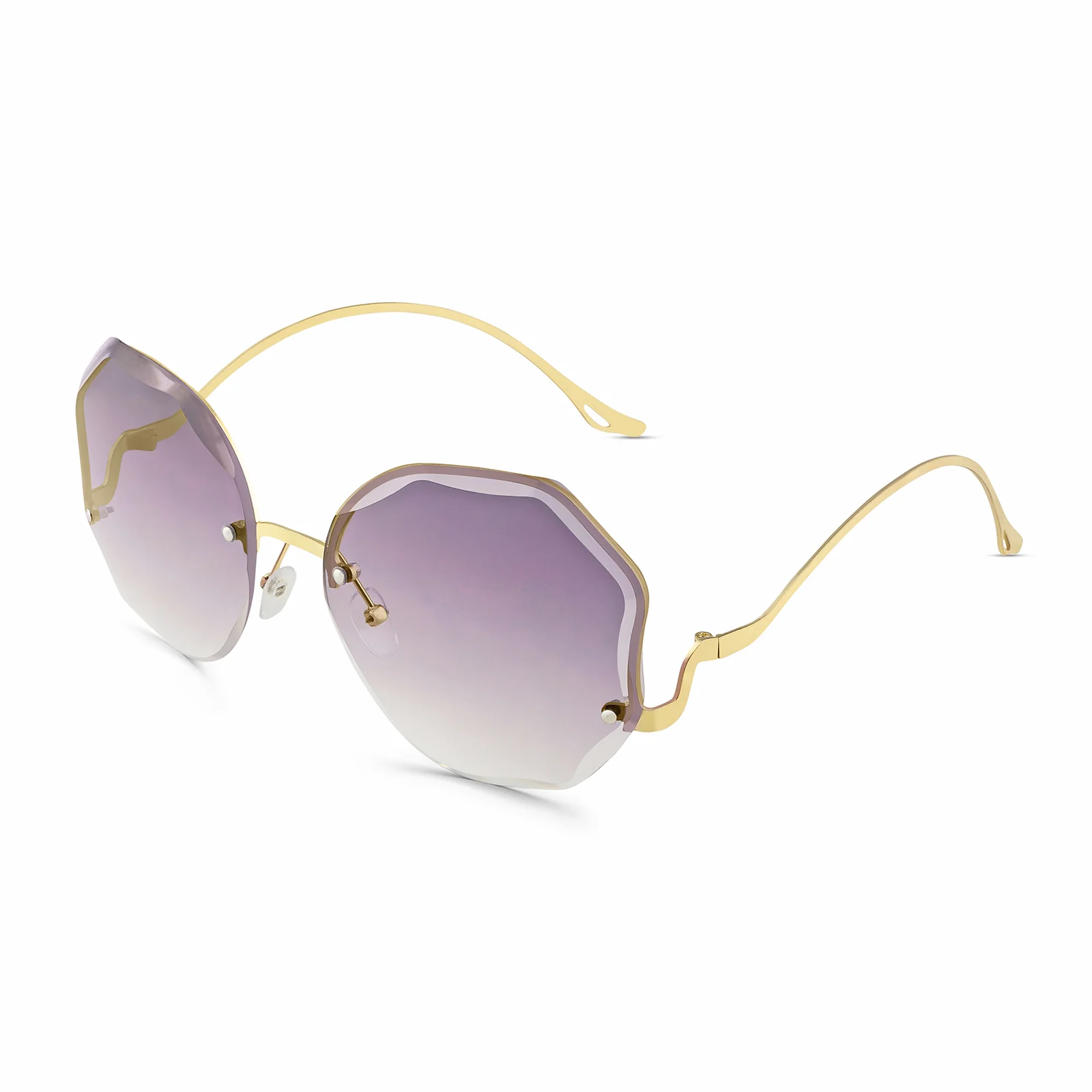 Fetucia Octagon Round Gradiant Purple Sunglasses - Image 6