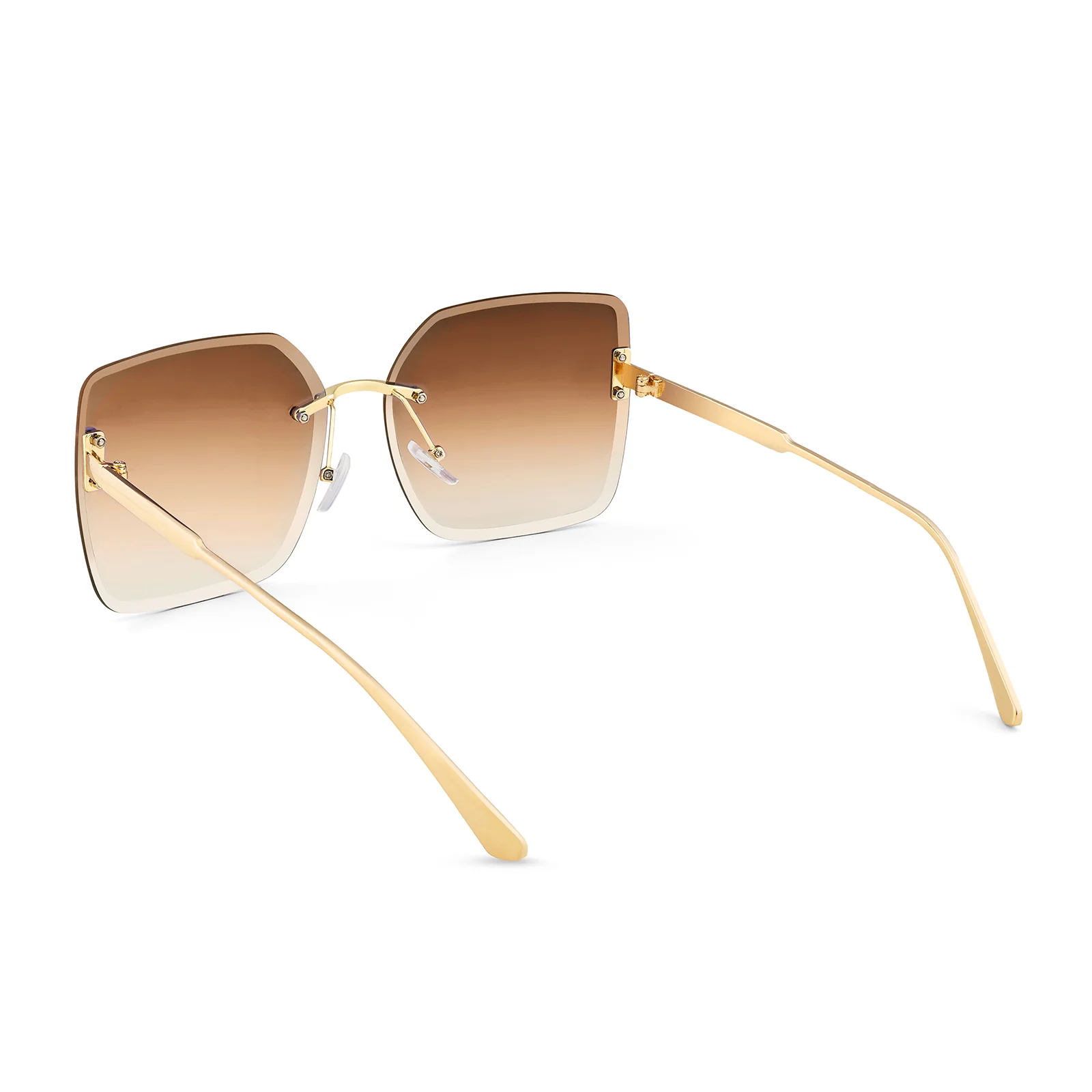 Flare Butterfly Brown Ombre Lens Gold Frame Sunglasses - Image 3