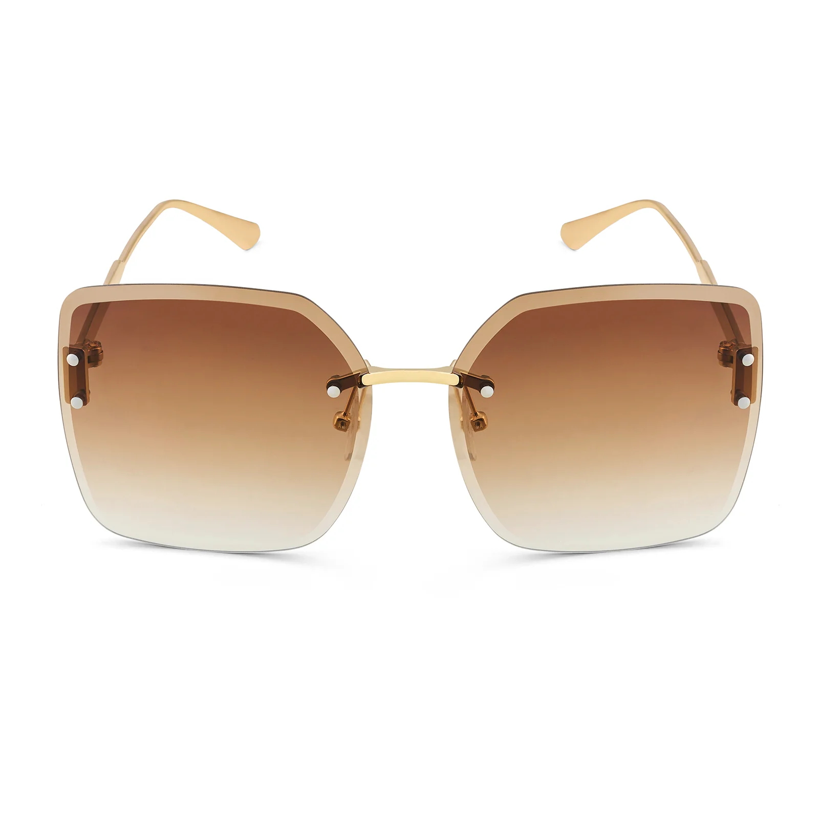 Flare Butterfly Brown Ombre Lens Gold Frame Sunglasses - Image 4