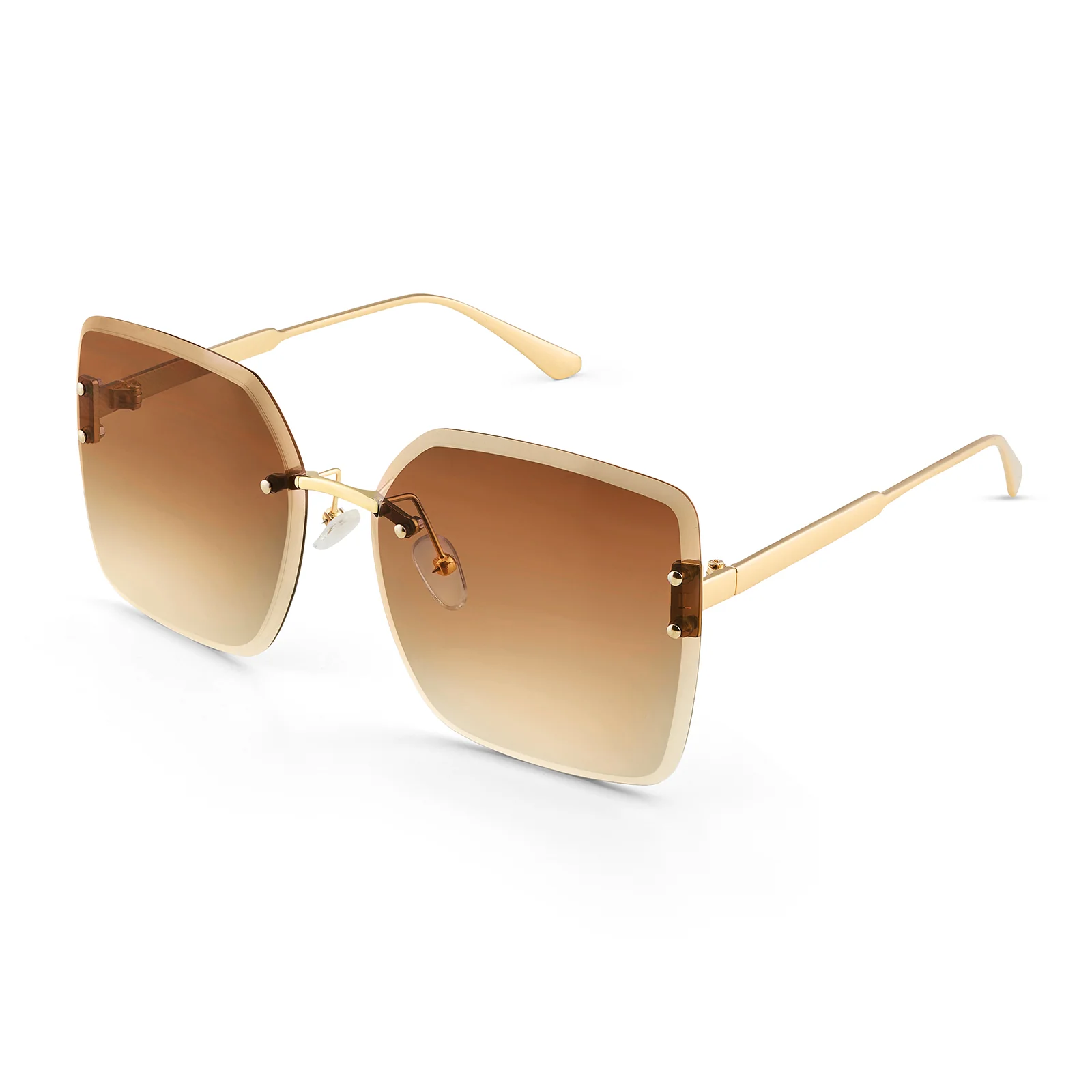 Flare Butterfly Brown Ombre Lens Gold Frame Sunglasses - Image 5