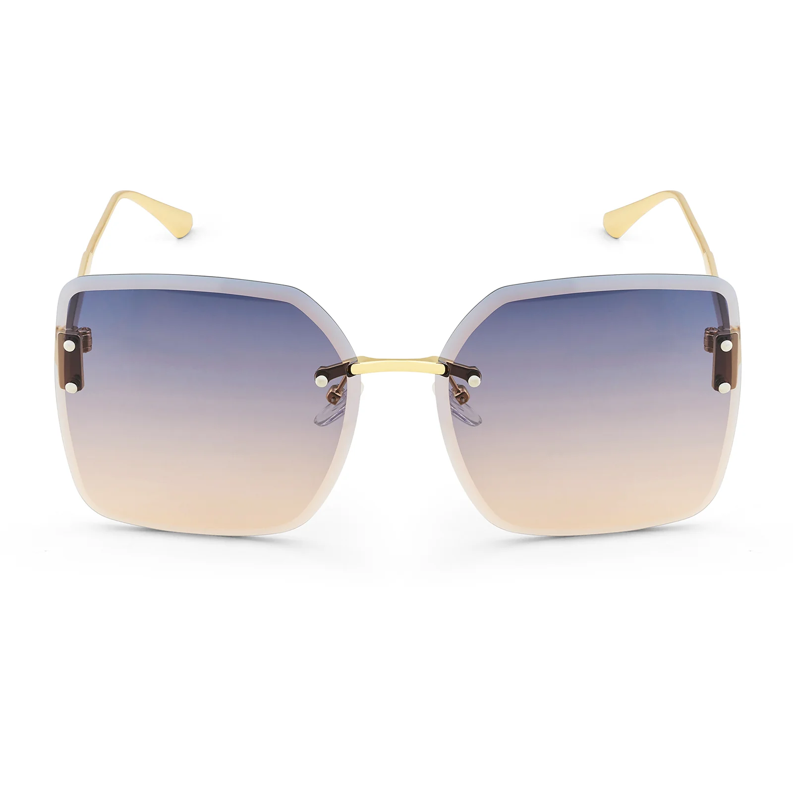 Flare Butterfly Purple and Brown Ombre Lens Gold Frame Sunglasses - Image 4