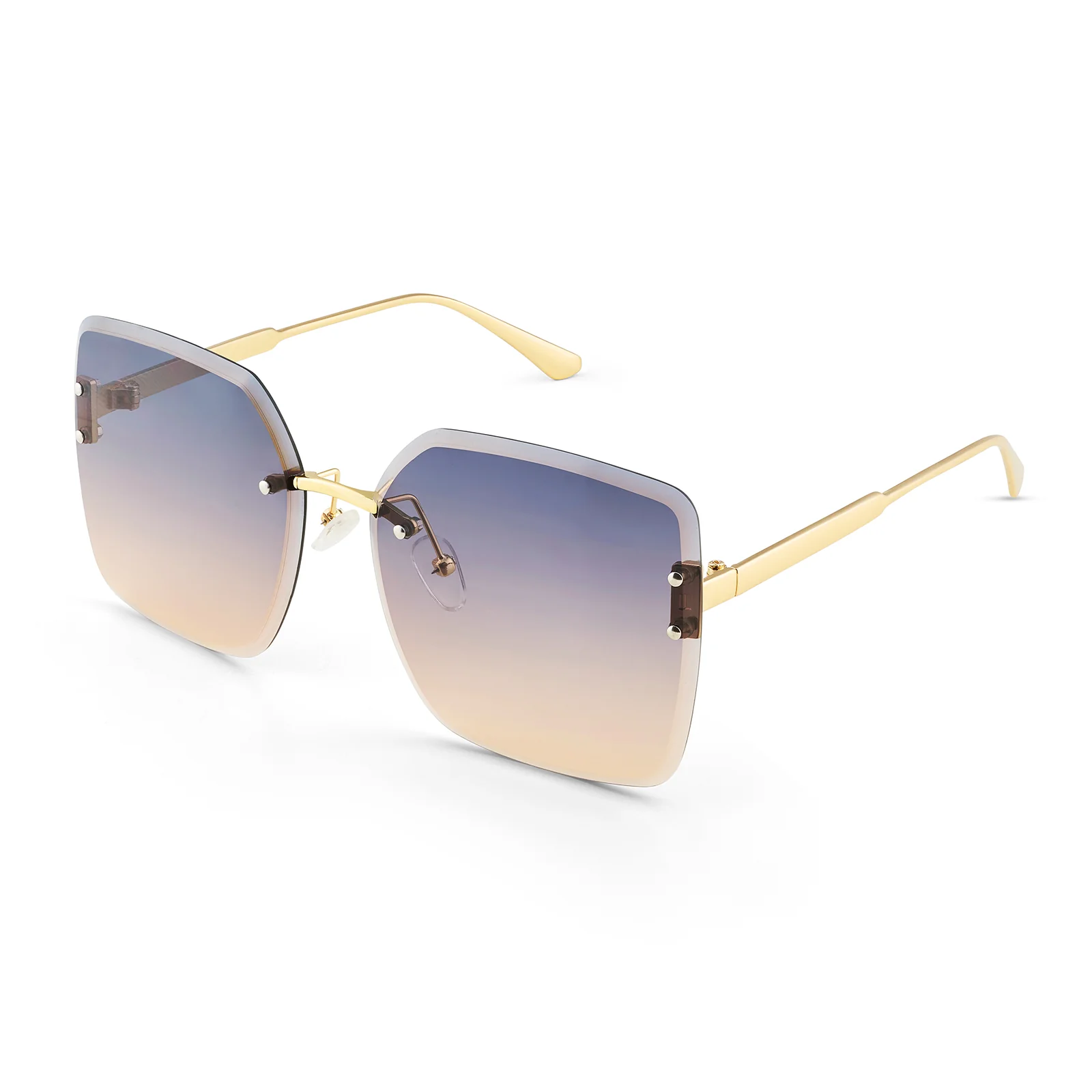Flare Butterfly Purple and Brown Ombre Lens Gold Frame Sunglasses - Image 5