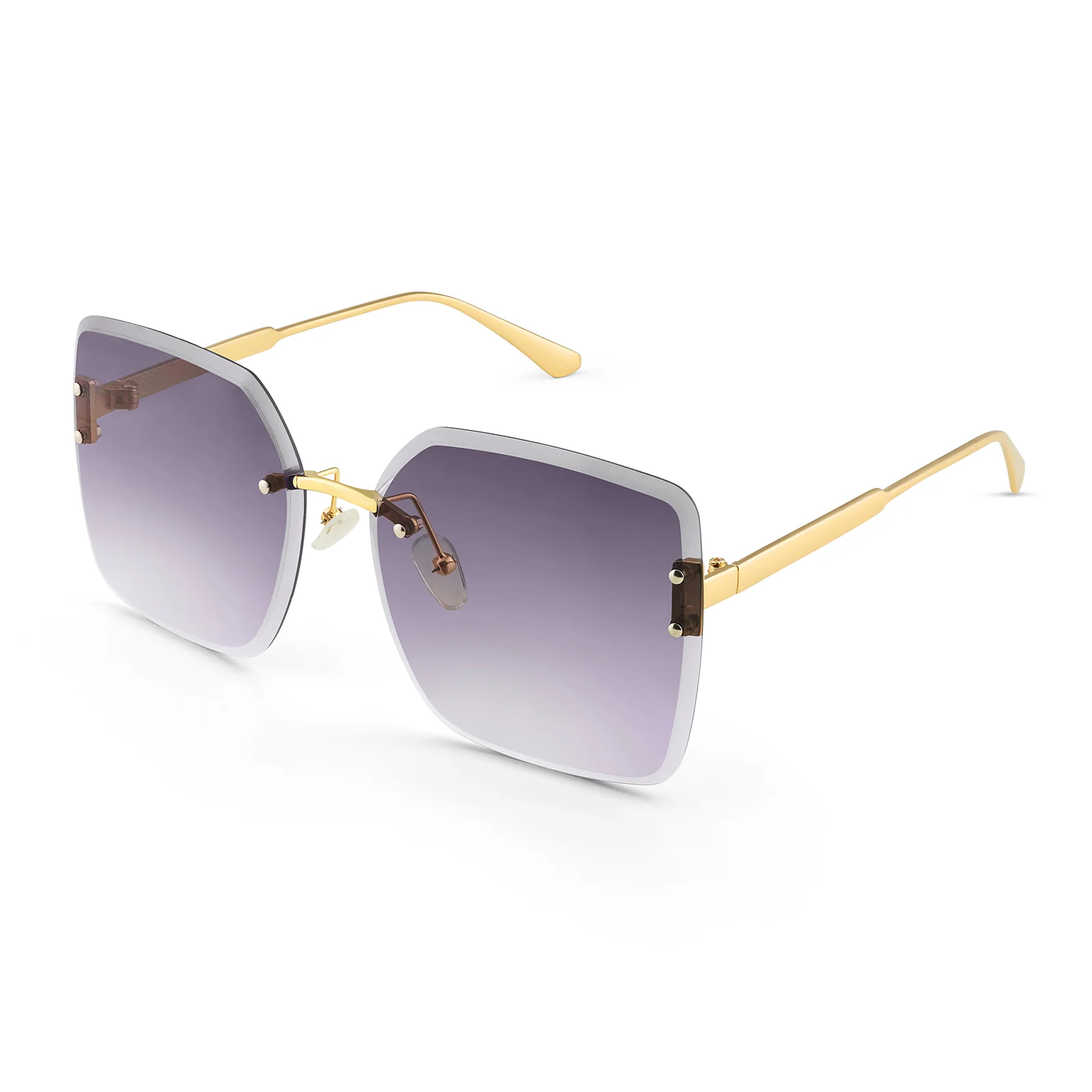 Flare Butterfly Purple Ombre Lens Gold Frame Sunglasses - Image 3