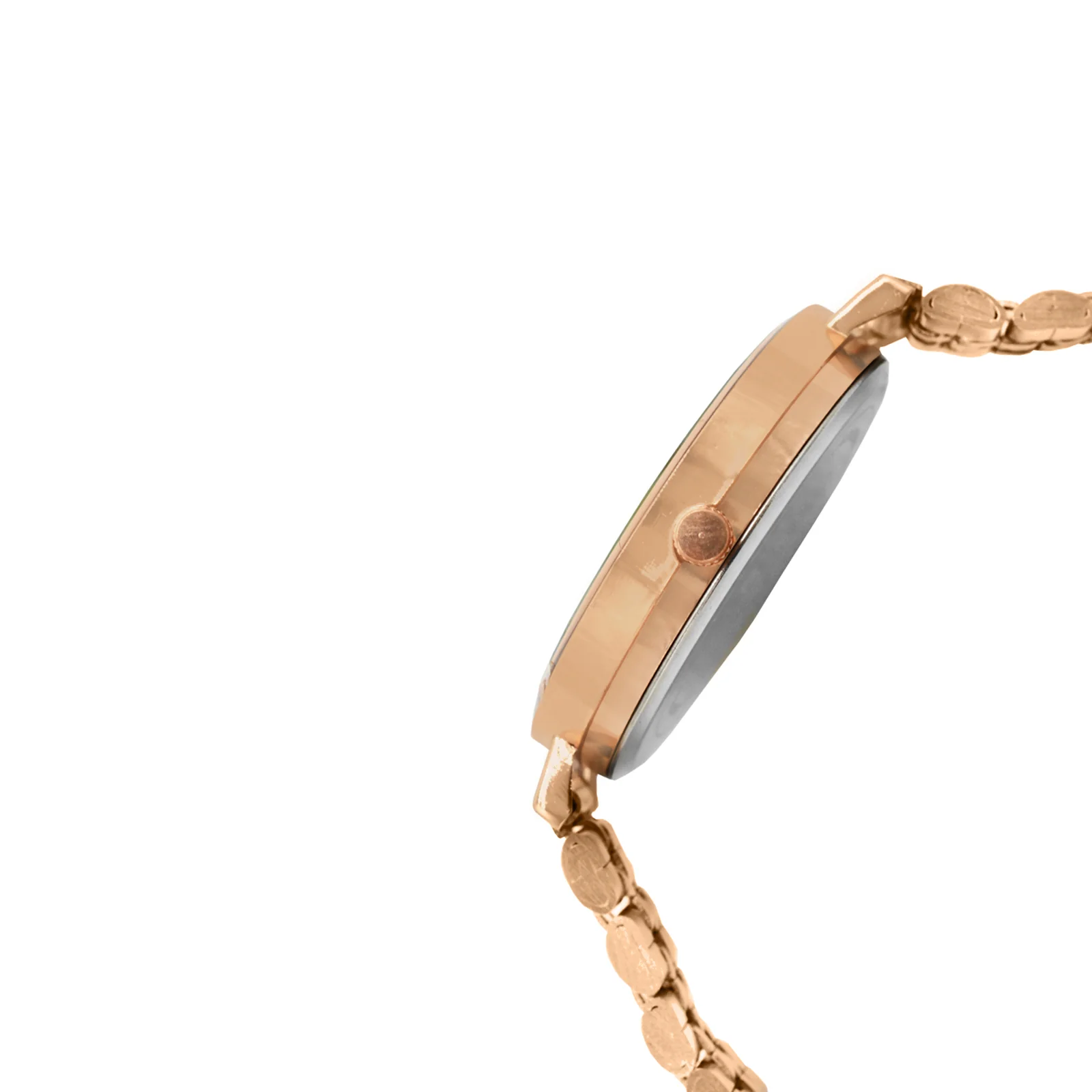 Fleur Black Large Dial Rose Gold Linked Chain Strap Women's Watch - Image 4