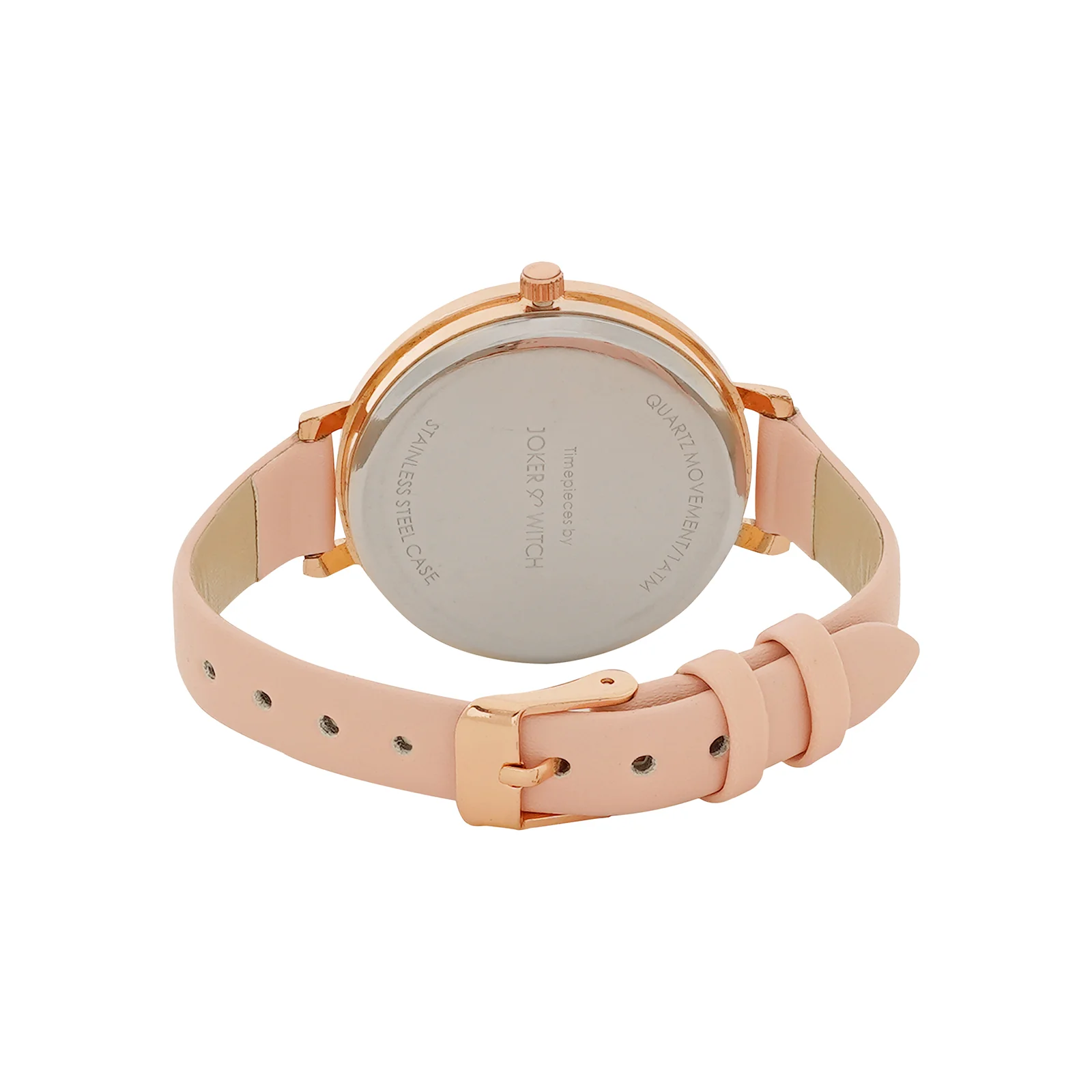Fluer Black Large Dial Pink PU Strap Women's Watch - Image 6