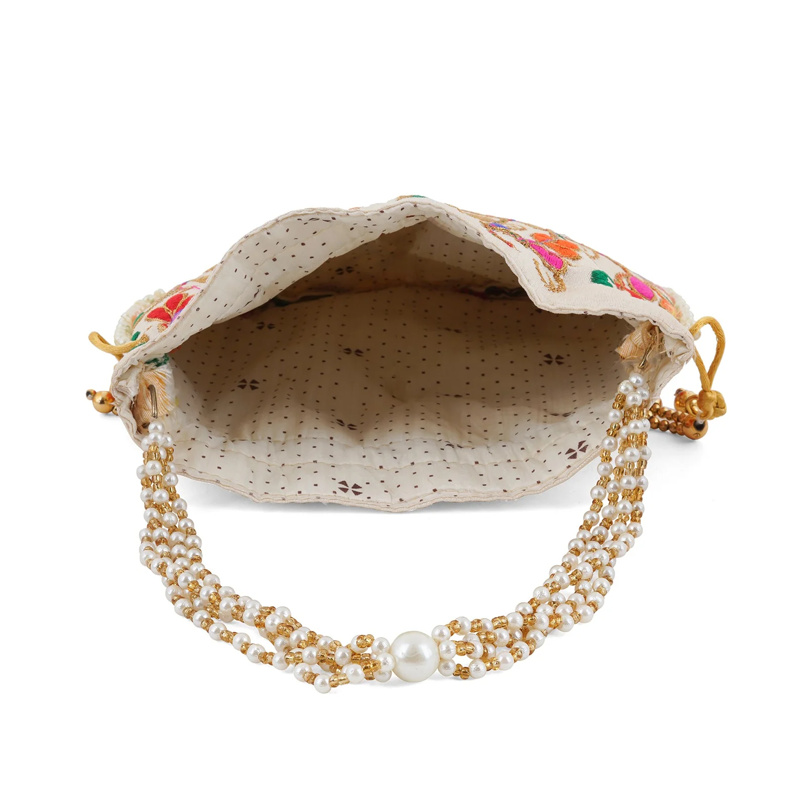 Floral Dream Multicolour Embroidered Potli Bag - Image 7