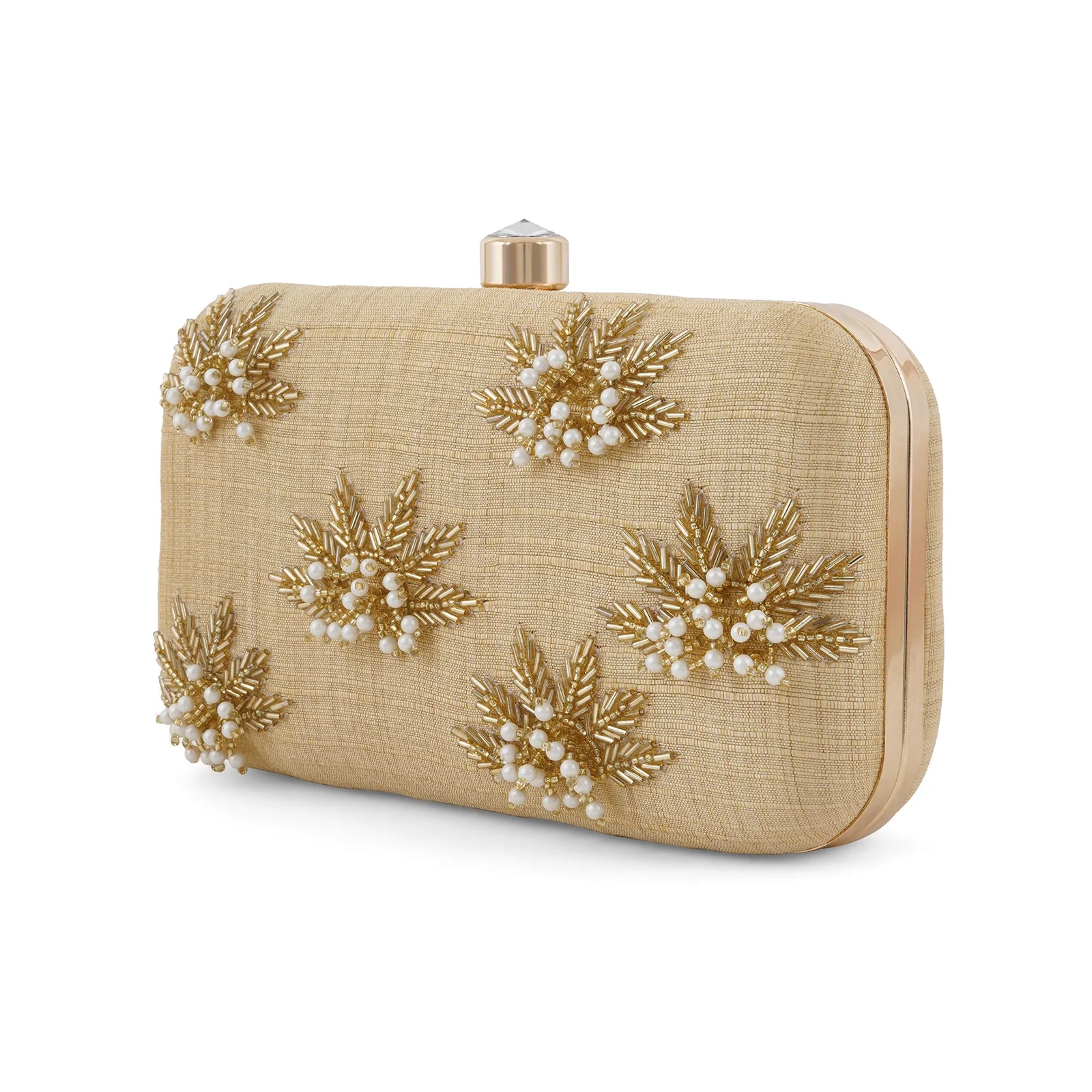 Floral Fiesta Gold Hand Embroidery Clutch - Image 4