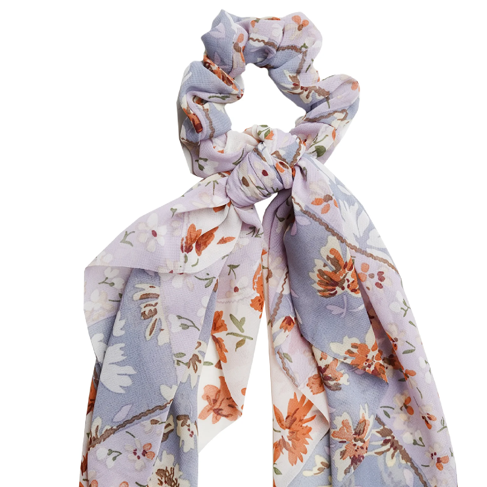 Floral Love Scarf Detail Lavender Scrunchie - Image 3