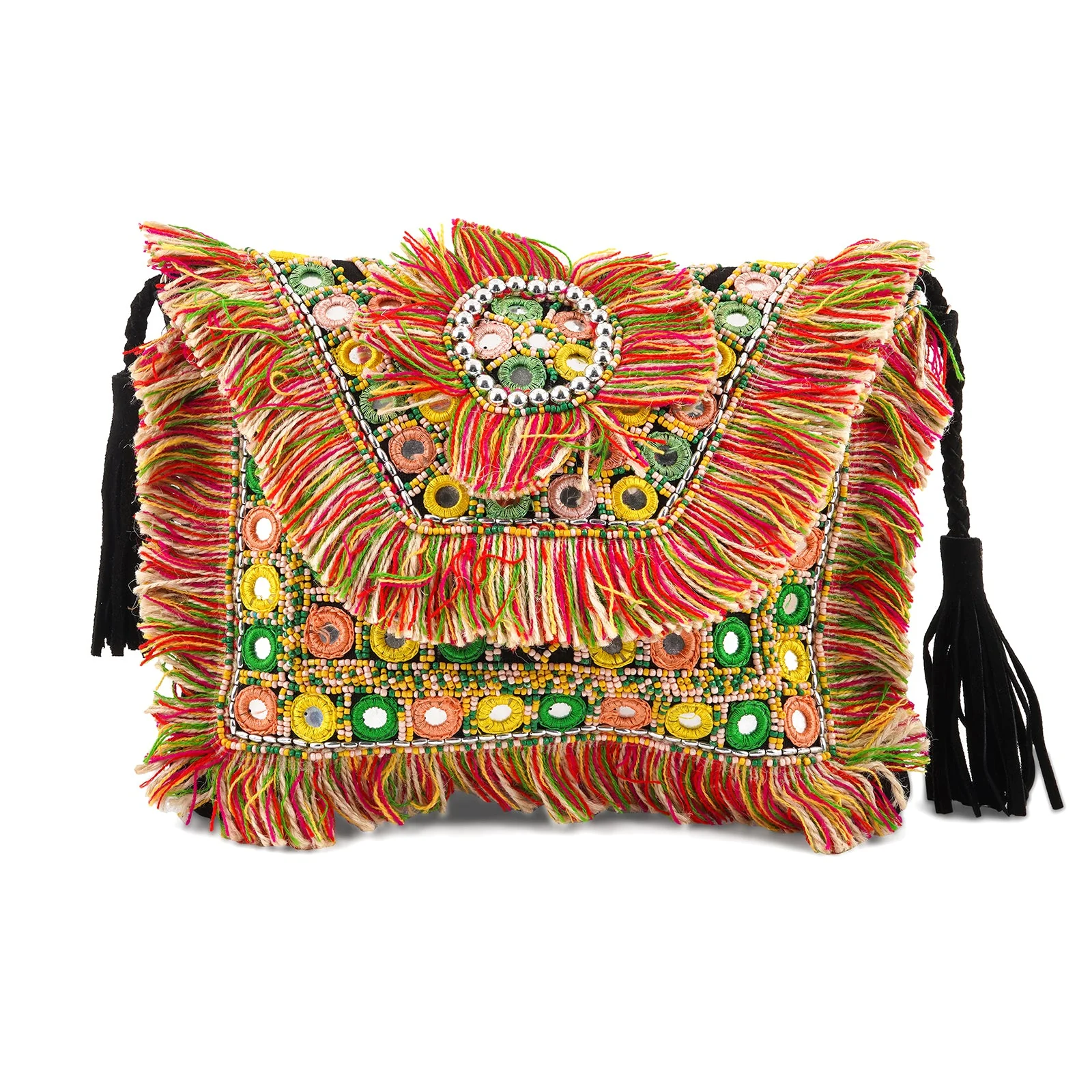 Flower Child Tassel Multicoloured Banjara Bag - Image 3