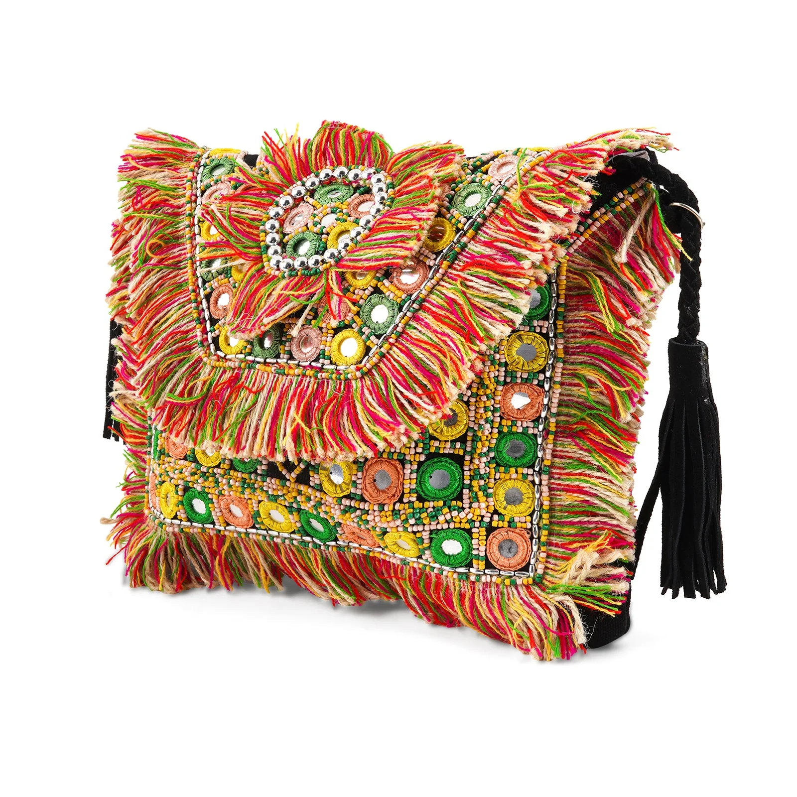 Flower Child Tassel Multicoloured Banjara Bag - Image 4