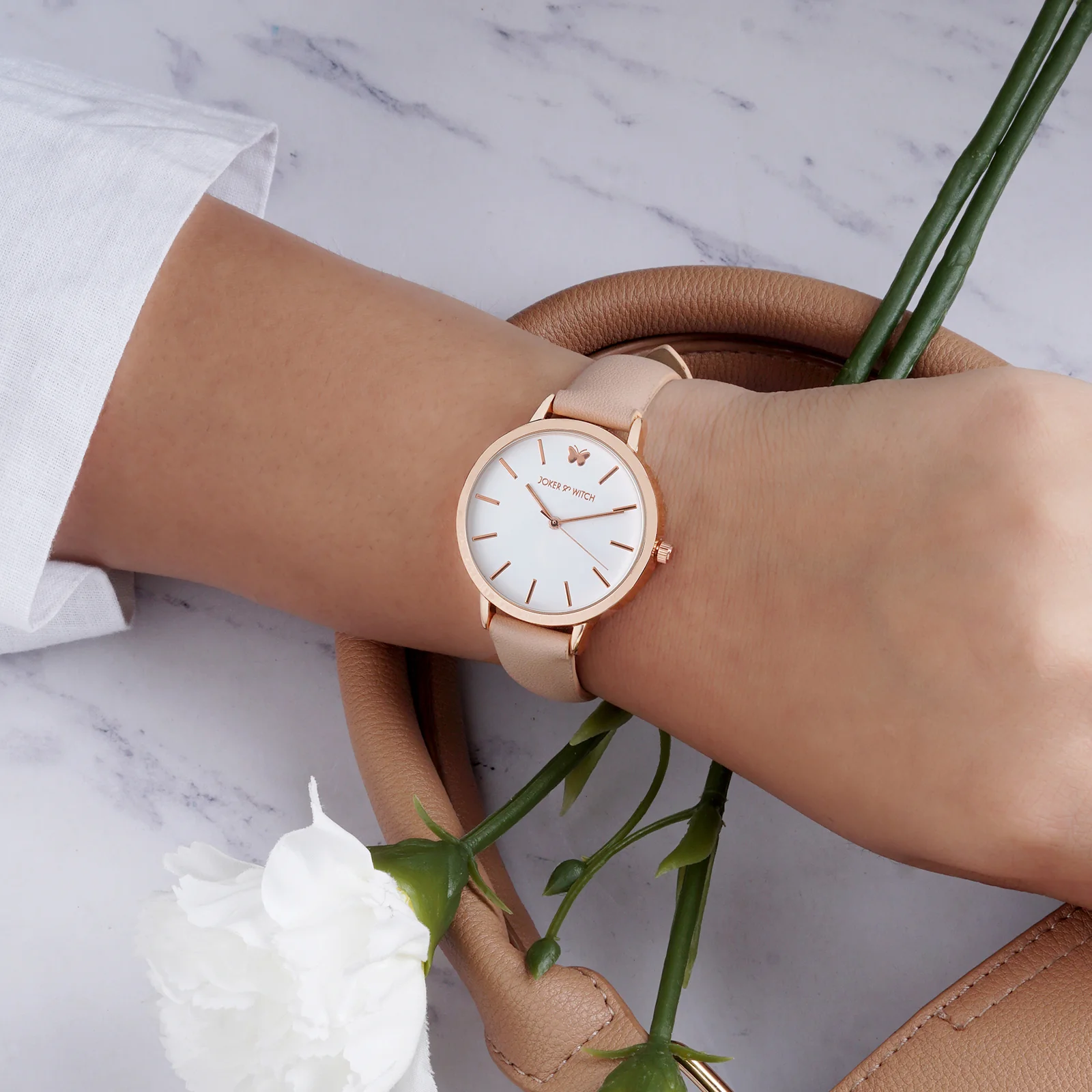 Flutter White Medium Dial Pink PU Strap Women's Watch - Image 3