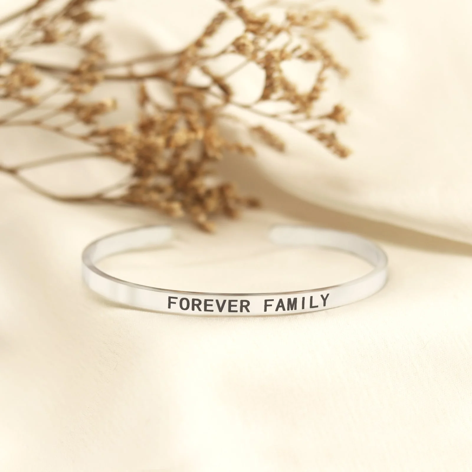 Forever Family Silver Mantra Band - Image 2