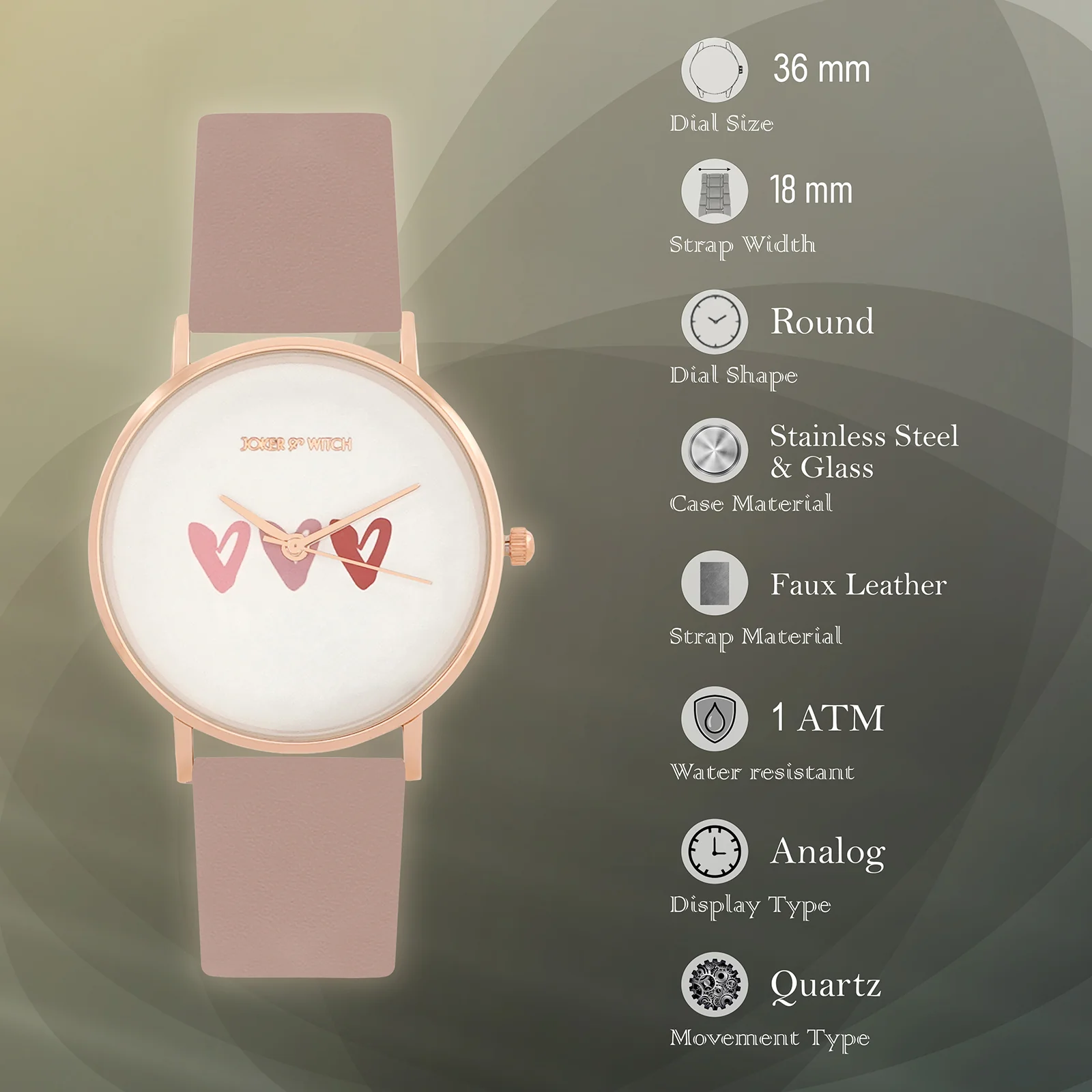 Printed Frolic White Medium Dial Mauve PU Strap Women's Watch - Image 7