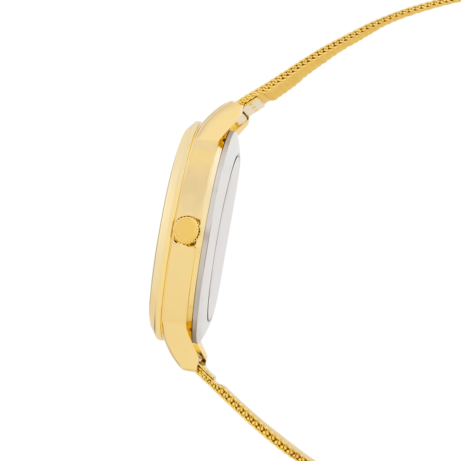 Futuristic Gold Large Glitter Dial Mesh Strap Women's Watch - Image 5