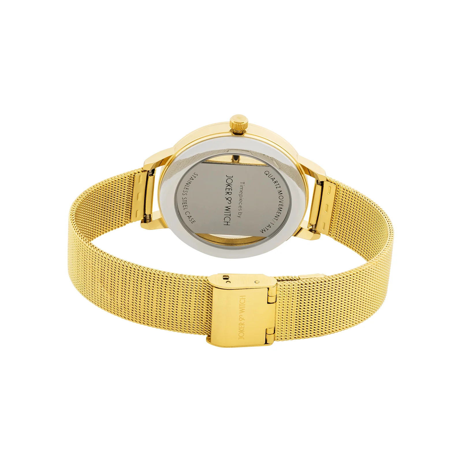 Futuristic Gold Large Glitter Dial Mesh Strap Women's Watch - Image 6