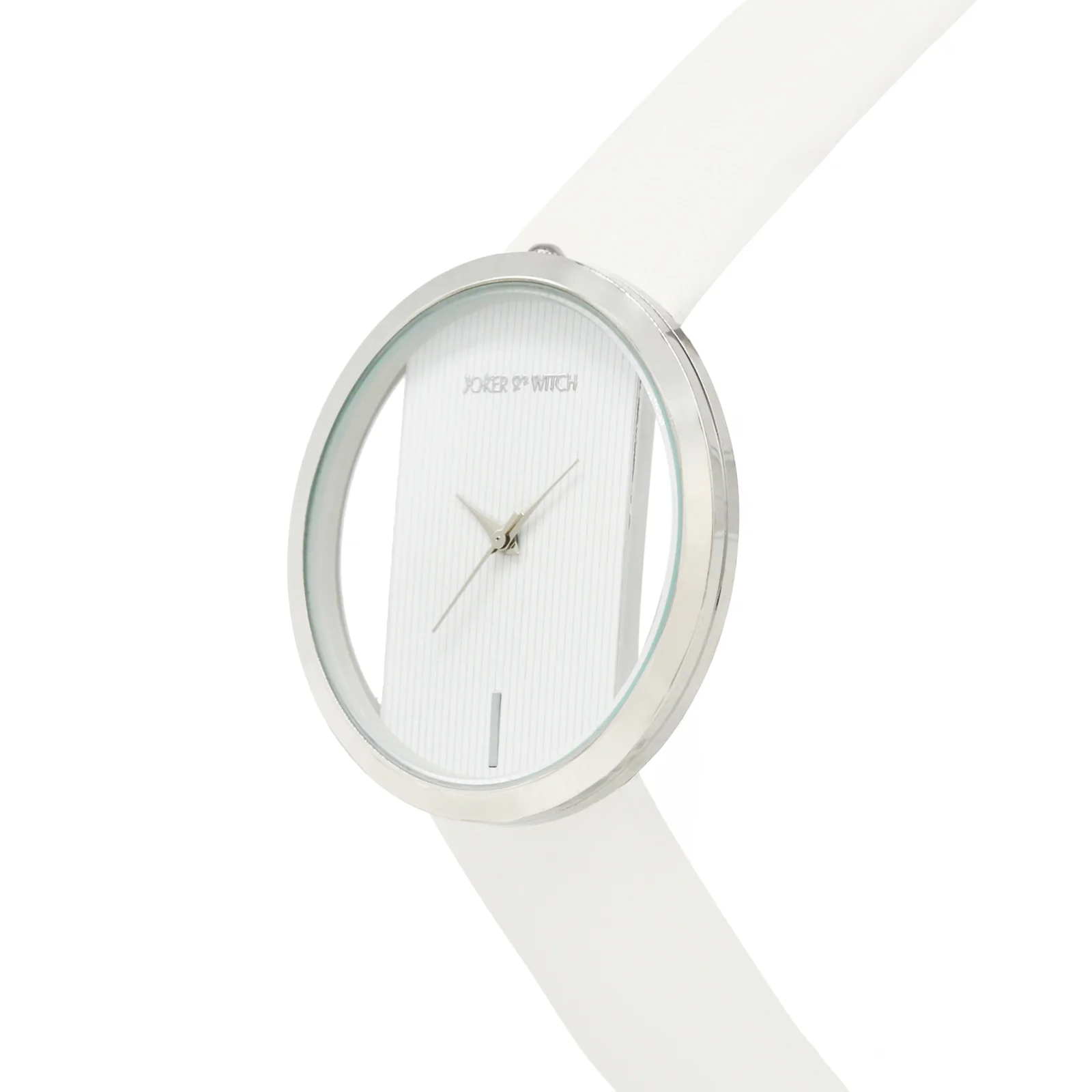 Futuristic Silver White Large Dial PU Strap Women's Watch - Image 4