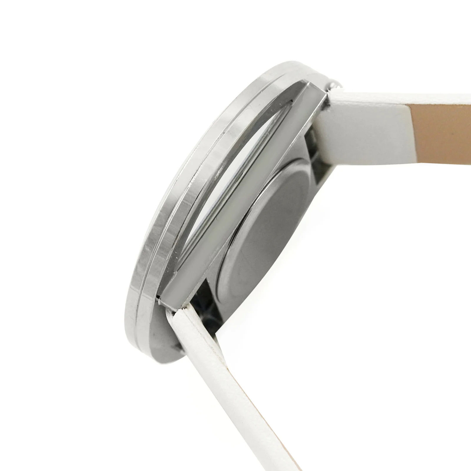 Futuristic Silver White Large Dial PU Strap Women's Watch - Image 5