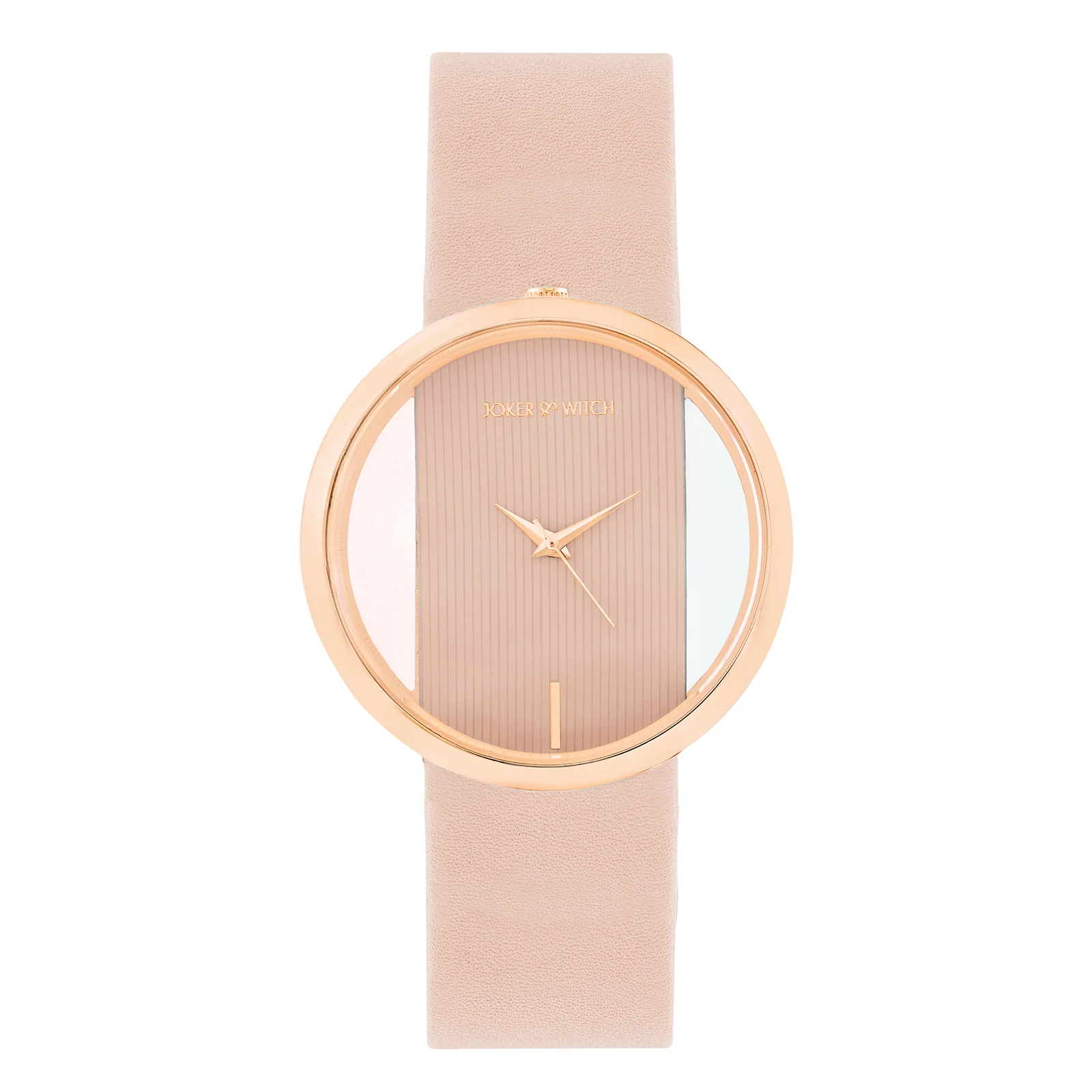 Futuristic Rose Gold Pink Large Dial PU Strap Women's Watch - Image 3