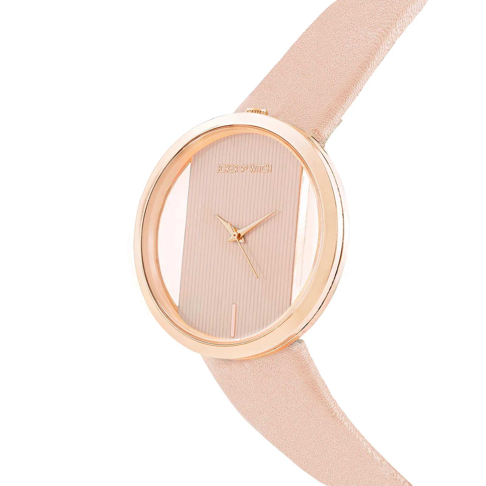 Futuristic Rose Gold Pink Large Dial PU Strap Women's Watch - Image 4