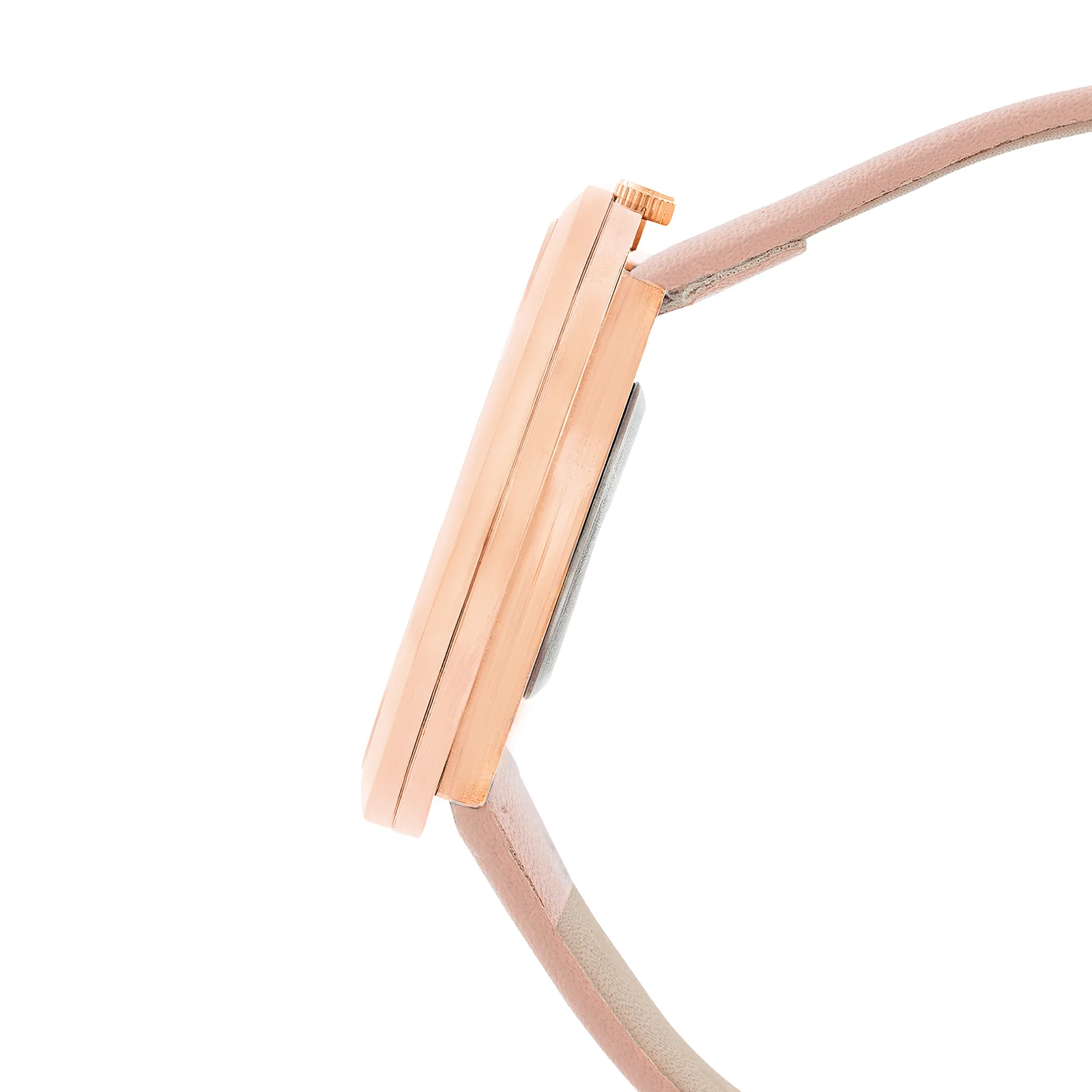 Futuristic Rose Gold Pink Large Dial PU Strap Women's Watch - Image 5