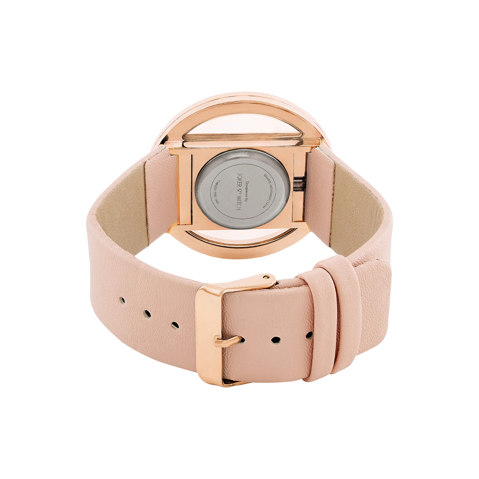 Futuristic Rose Gold Pink Large Dial PU Strap Women's Watch - Image 6