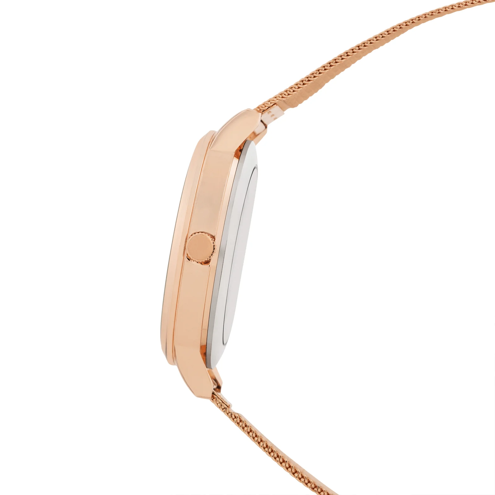 Futuristic Rose Gold Large Glitter Dial Mesh Strap Women's Watch - Image 4